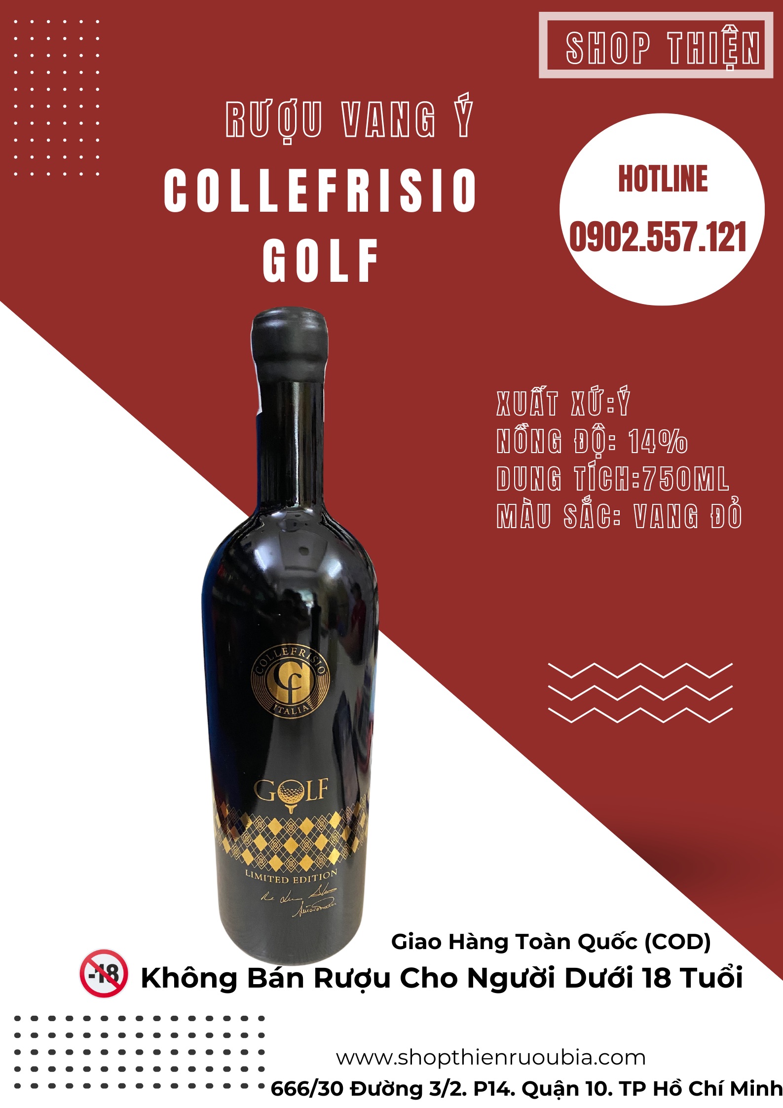 Vang Đỏ Ý COLLEFRISIO GOLF Limited Edition 750ml