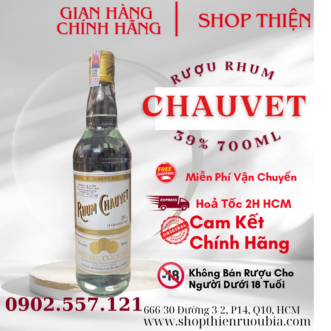 Rượu RHUM CHAUVET 39% 700ml