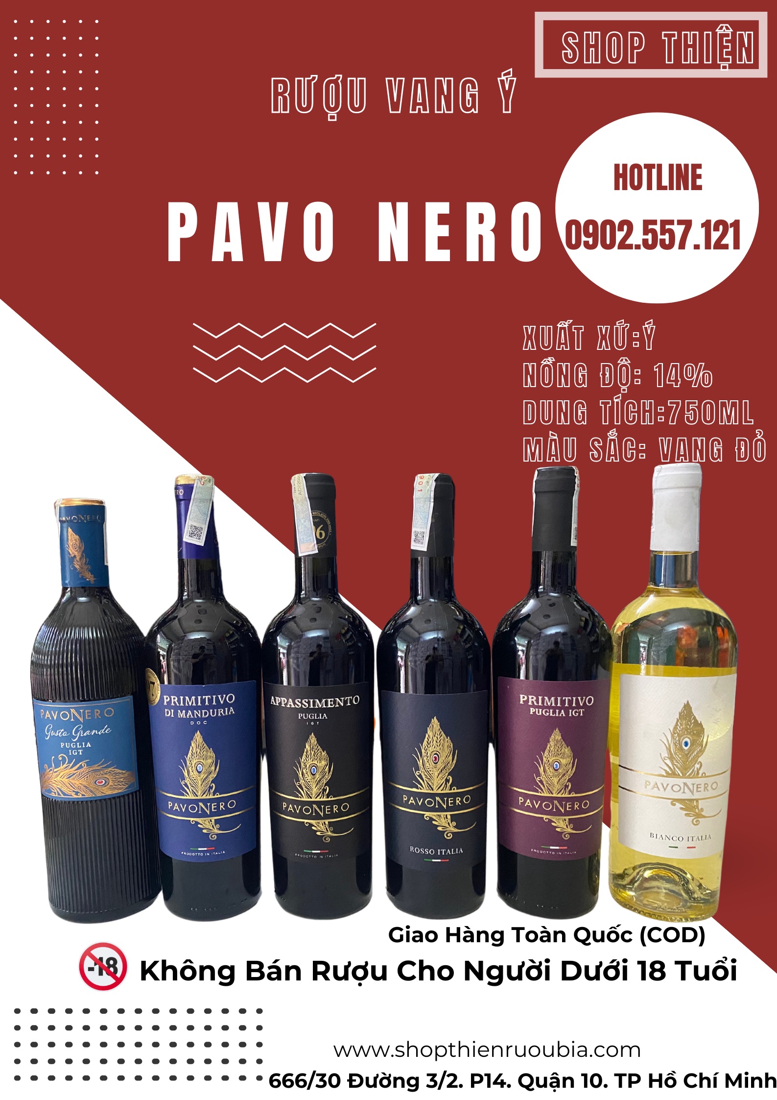 Vang Ý PAVO NERO 14% 750ml