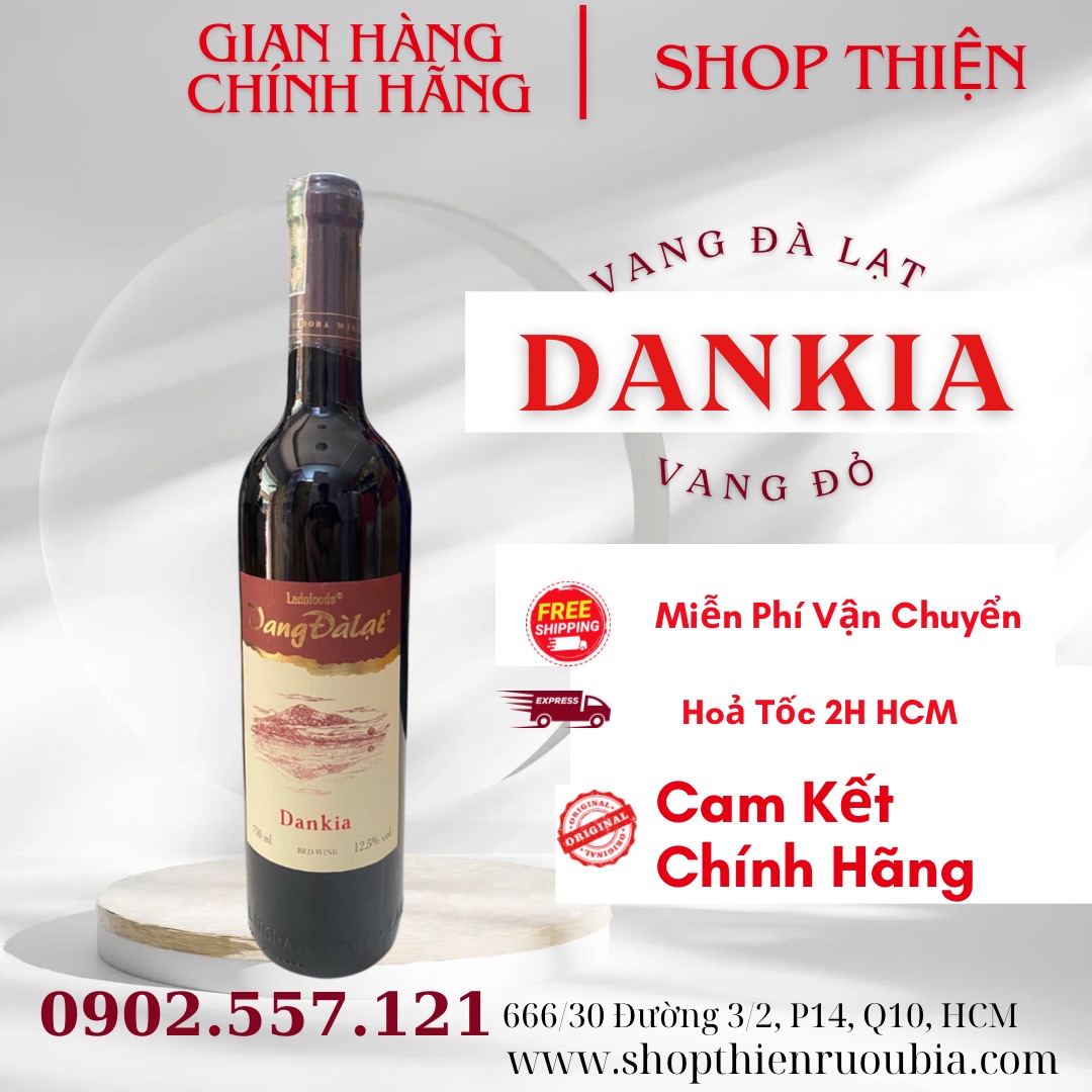 1 thùng Vang Đà Lạt Dankia 12.5% Đỏ 750ml  x 6 Chai