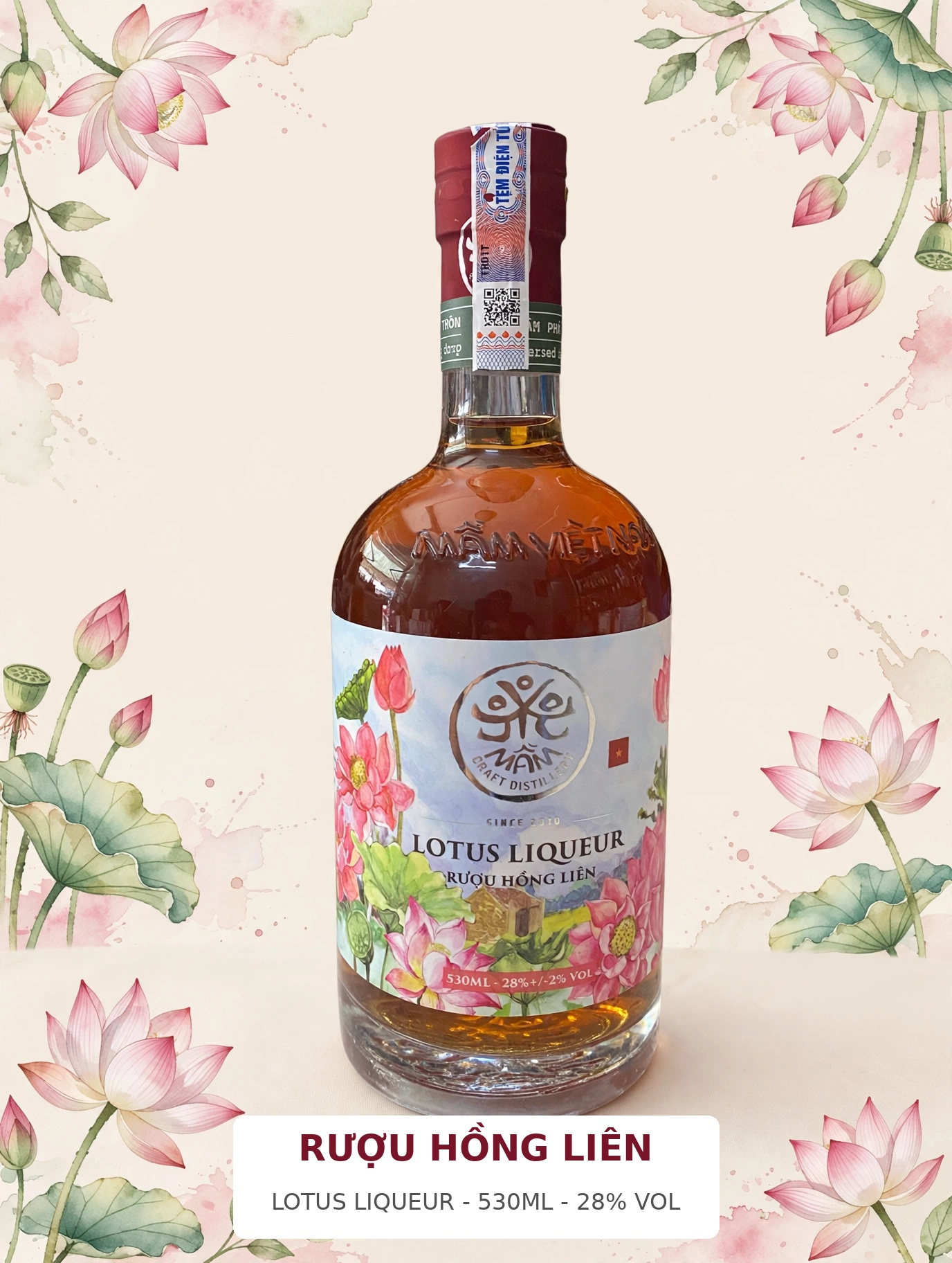 Rượu Hồng Liên 530ML 28% - Lotus Liqueur - MẦM Craft Distillery