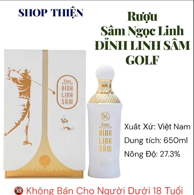Rượu Sâm Ngọc Linh Đỉnh Linh Sâm GOLF - Hộp Quà Cao Cấp 500ml / 650ml 27.3%