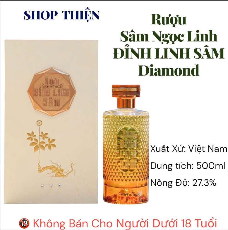Rượu Sâm Ngọc Linh - Đỉnh Linh Sâm Diamond 500ml 27.3%