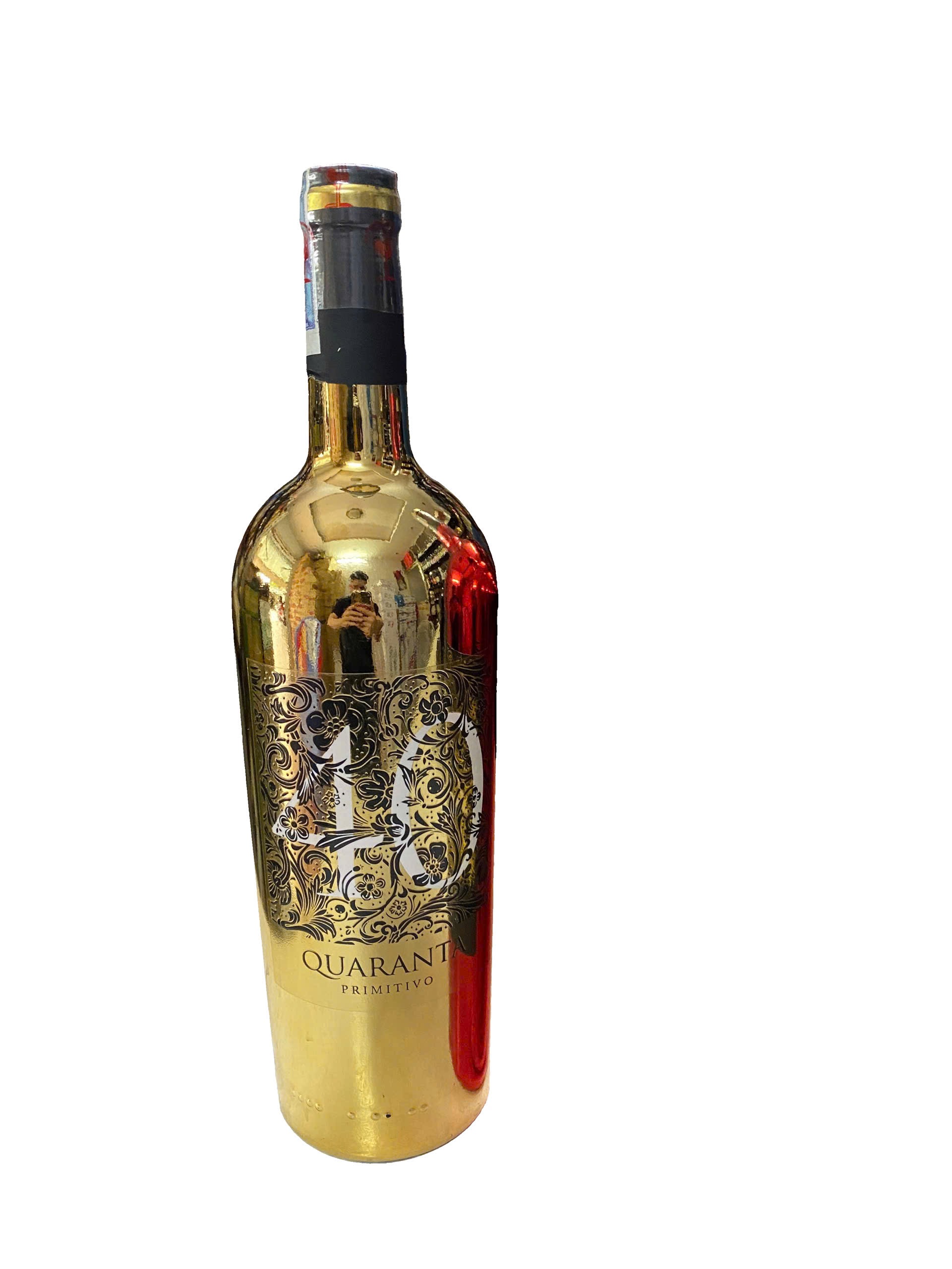 Rượu Vang Ý Quaranta 40 Primitivo Chai Vàng Gold 15% 750ml Nhập Khẩu Ý - Quà Biếu Tết Sang Trọng Cao Cấp