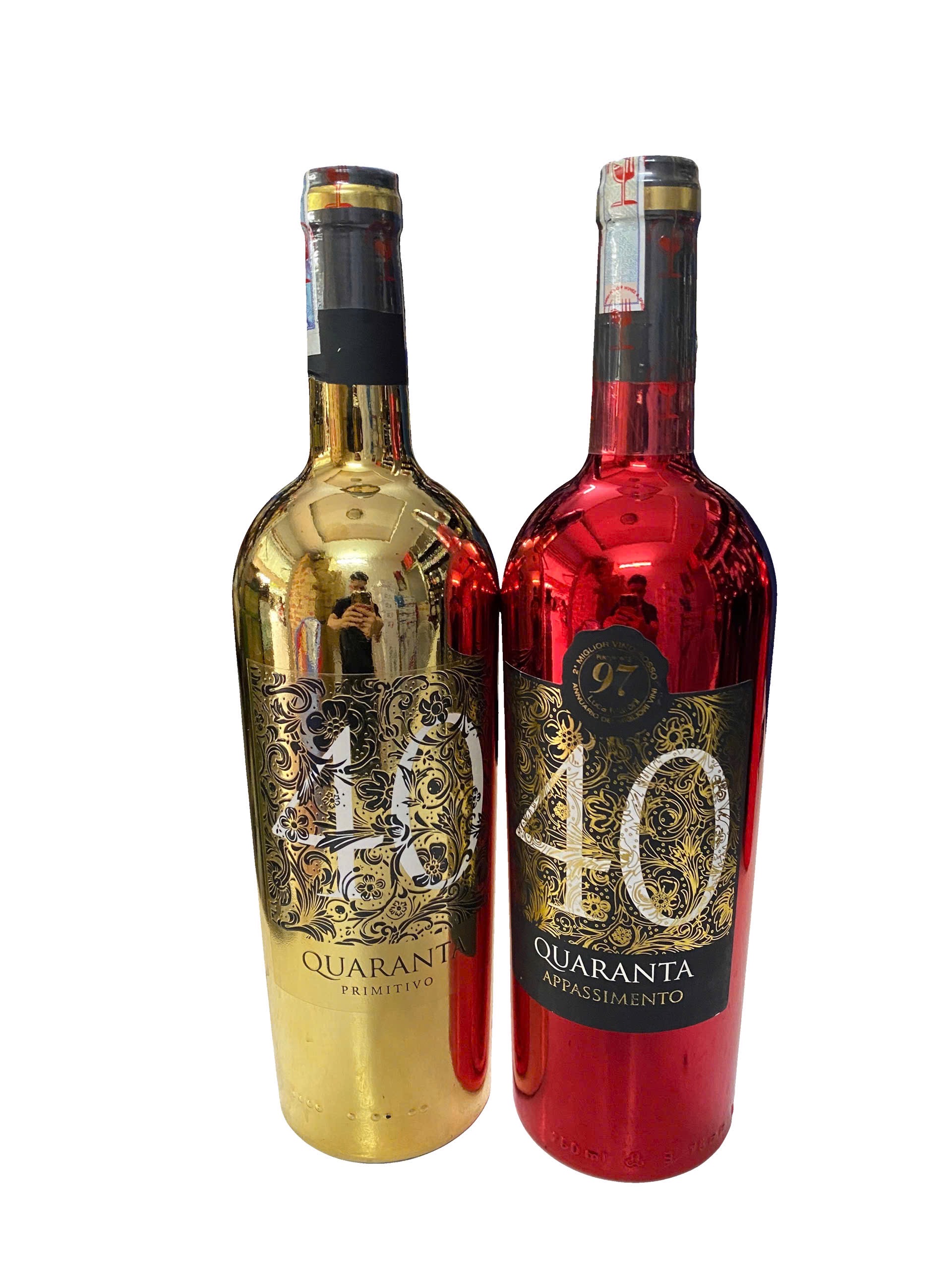 [Nhập Khẩu Ý] Rượu Vang Ý Quaranta 40 Primitivo Appassimento 15% 750ml - Chai Vàng/Đỏ Sang Trọng Làm Quà Biếu Tết