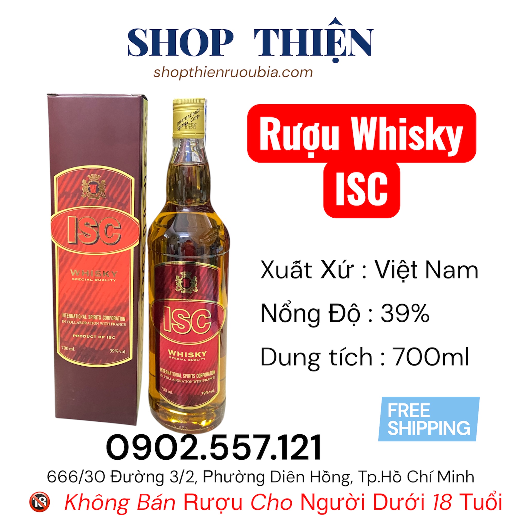 Rượu ISC WHISKY 39% 700ml