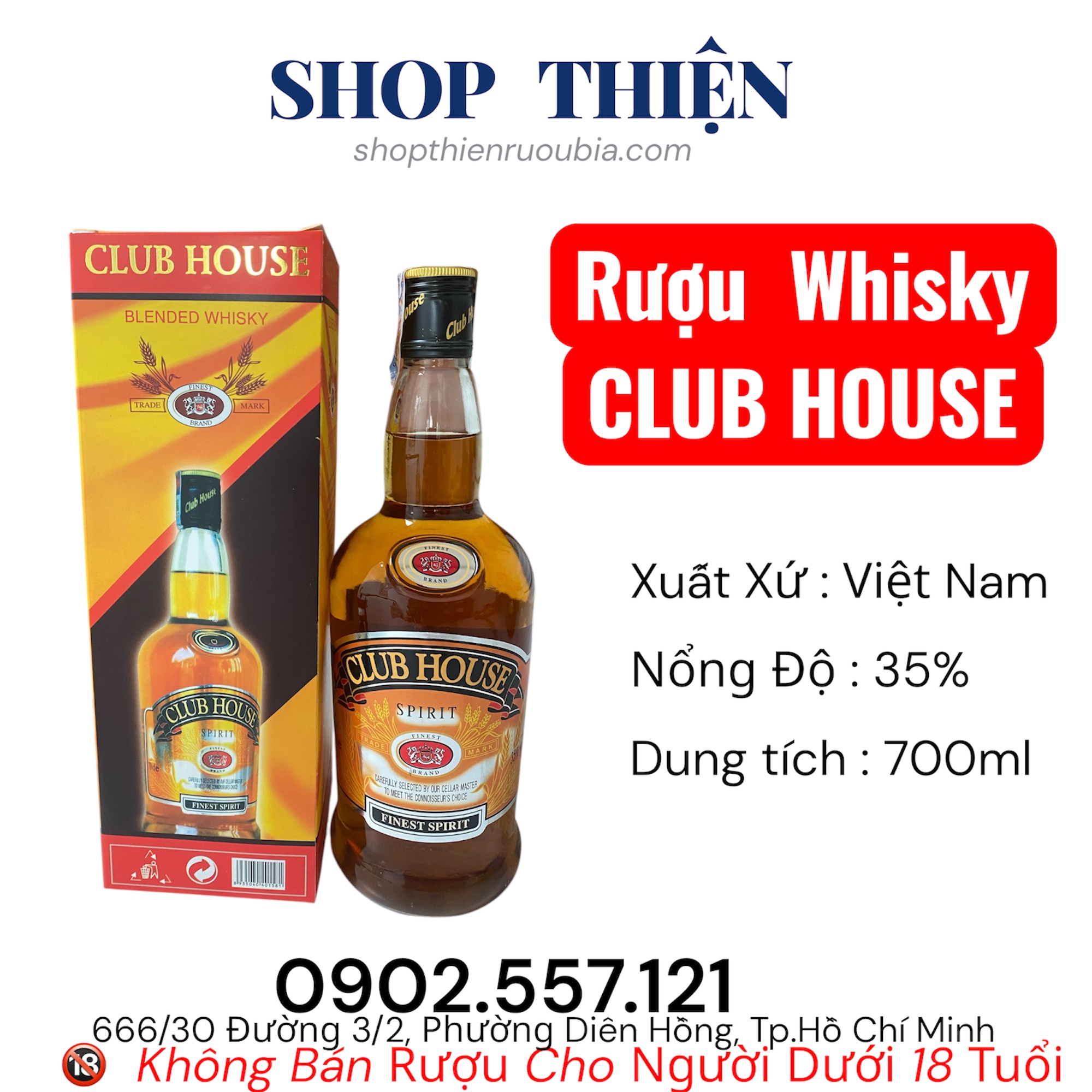 Rượu Whisky CLUB HOUSE 35% 700ml