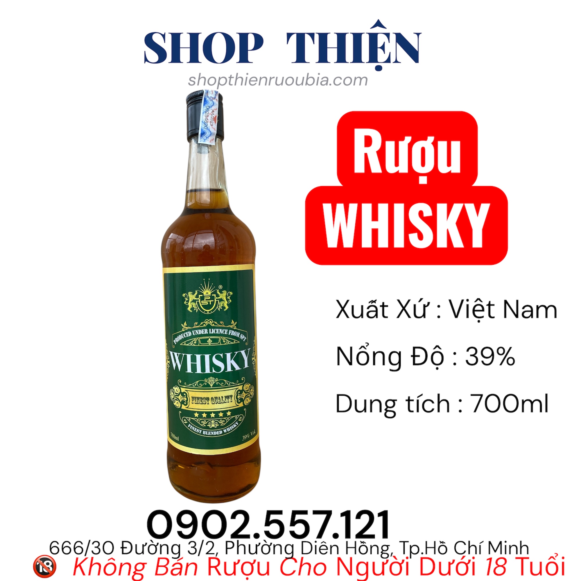 Rượu Whisky 39% 700ml