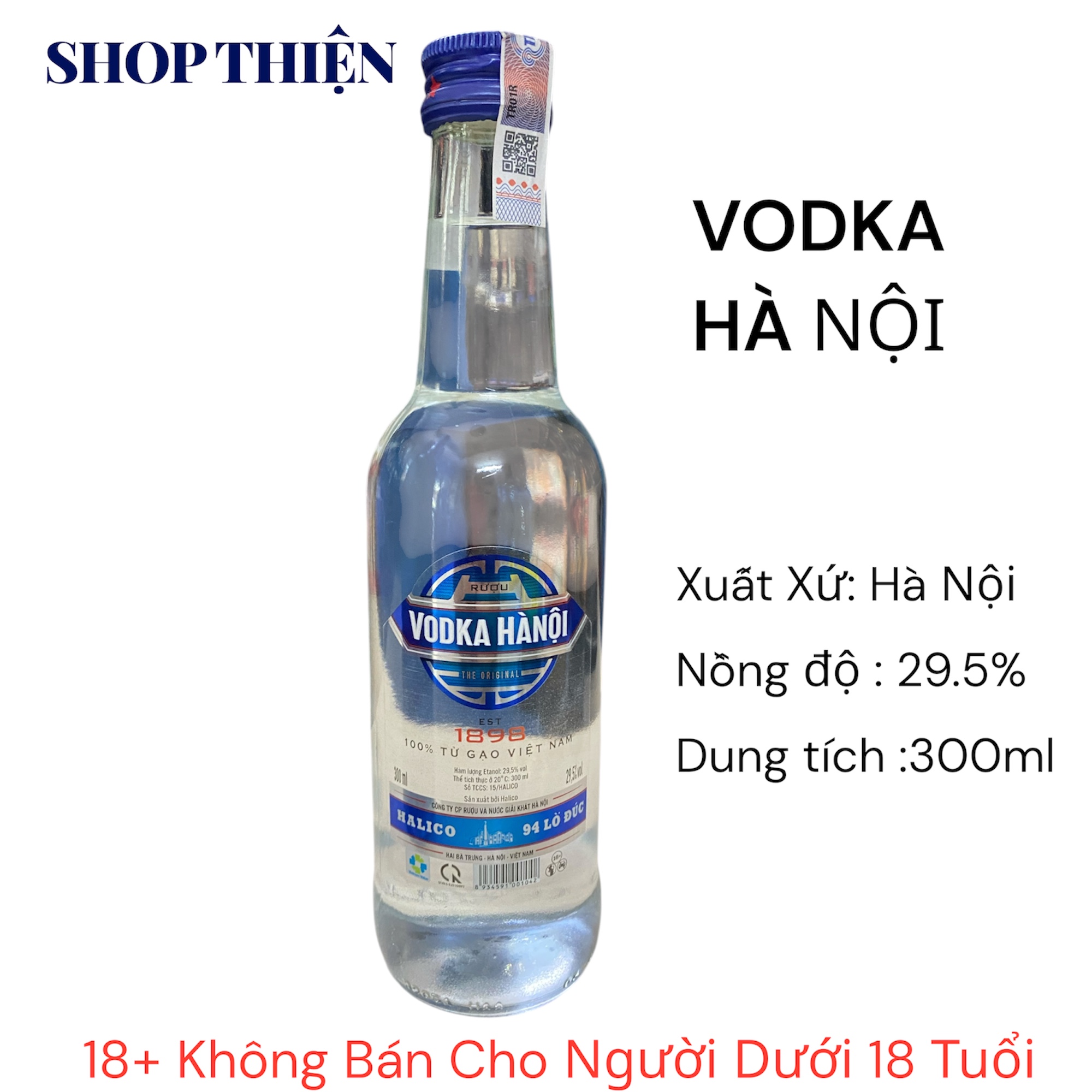Vodka Hà Nội 29.5 Độ - Chai 300ml HALICO