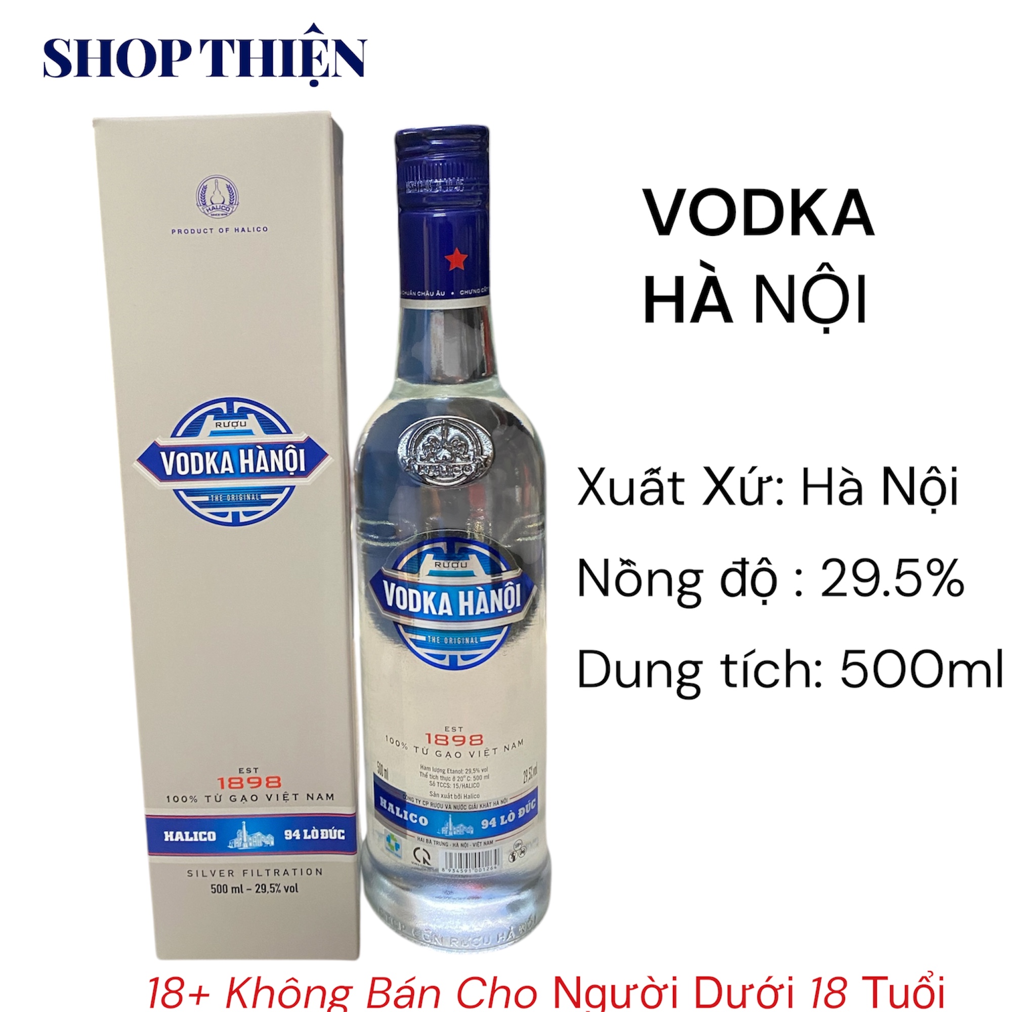 Vodka Hà Nội 500ml 29.5% Chính Hãng Halico shop Thiện