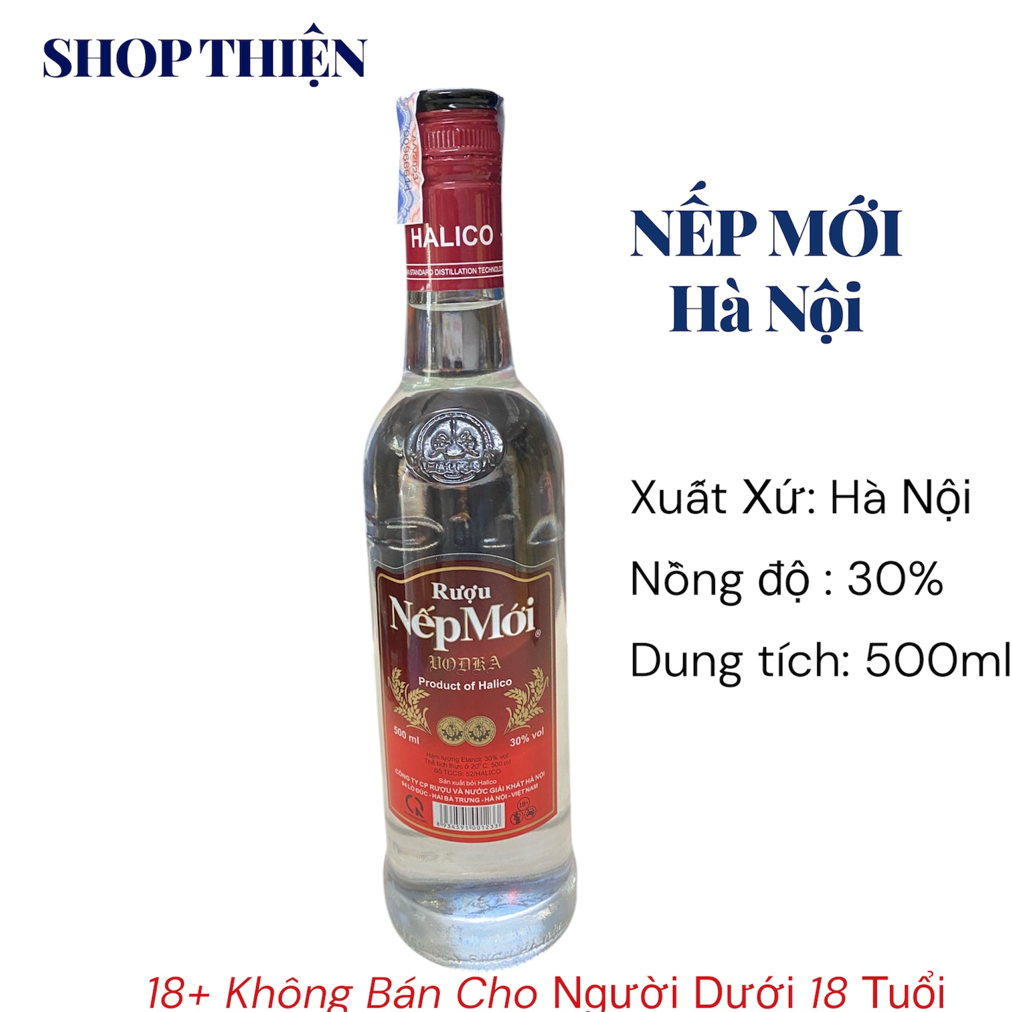 Rượu Nếp Mới Hà Nội Halico 30% Chai 500ml - Chính Hãng