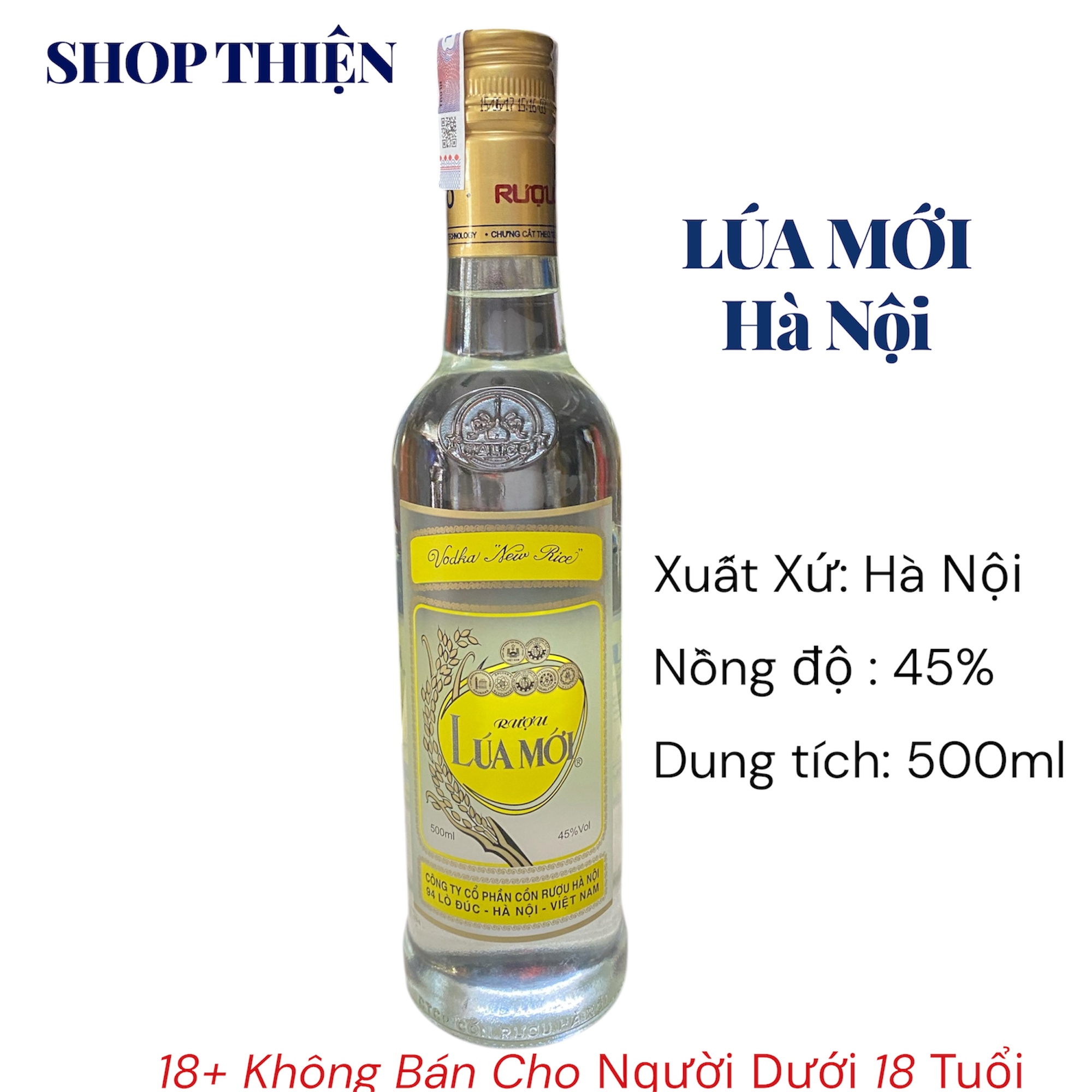 Rượu LÚA MỚI Hà Nội 45% 500ml Chính Hãng Halico Shop Thiện