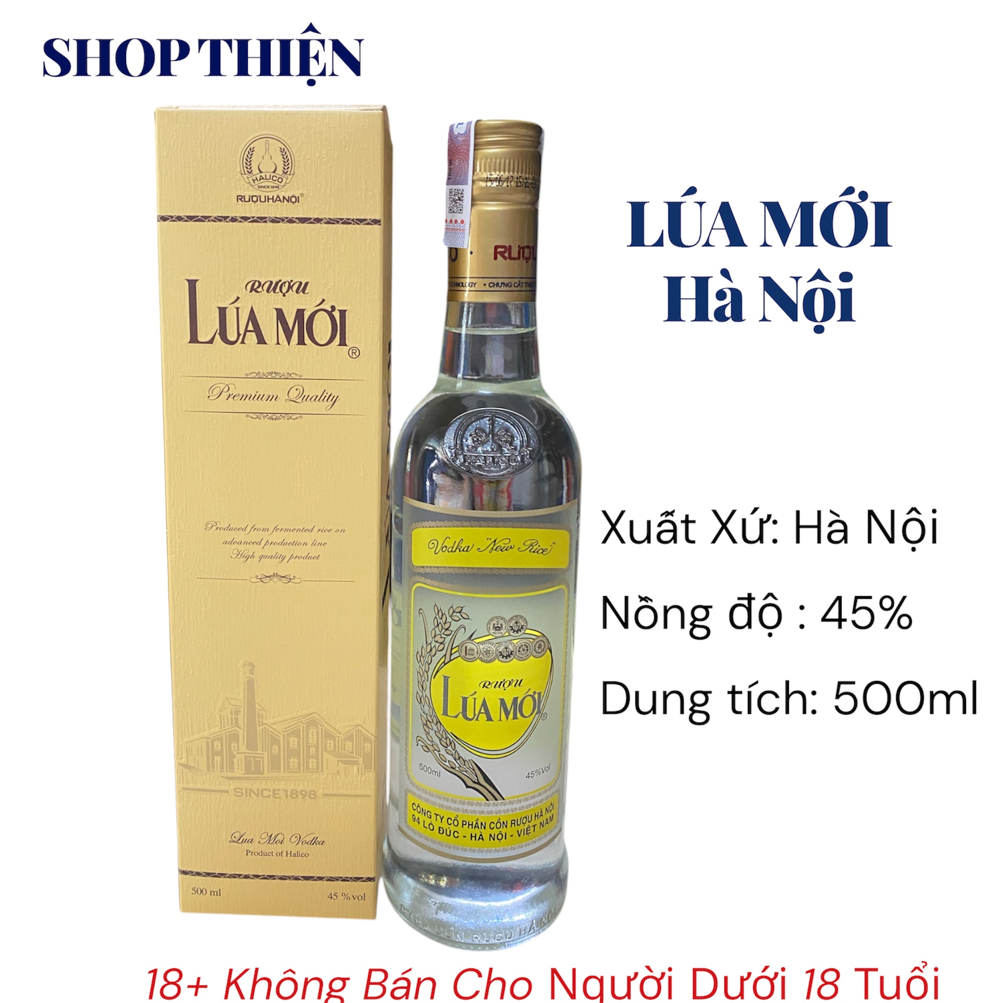 Rượu Lúa Mới Hà Nội 500ml 45% Chính Hãng Halico