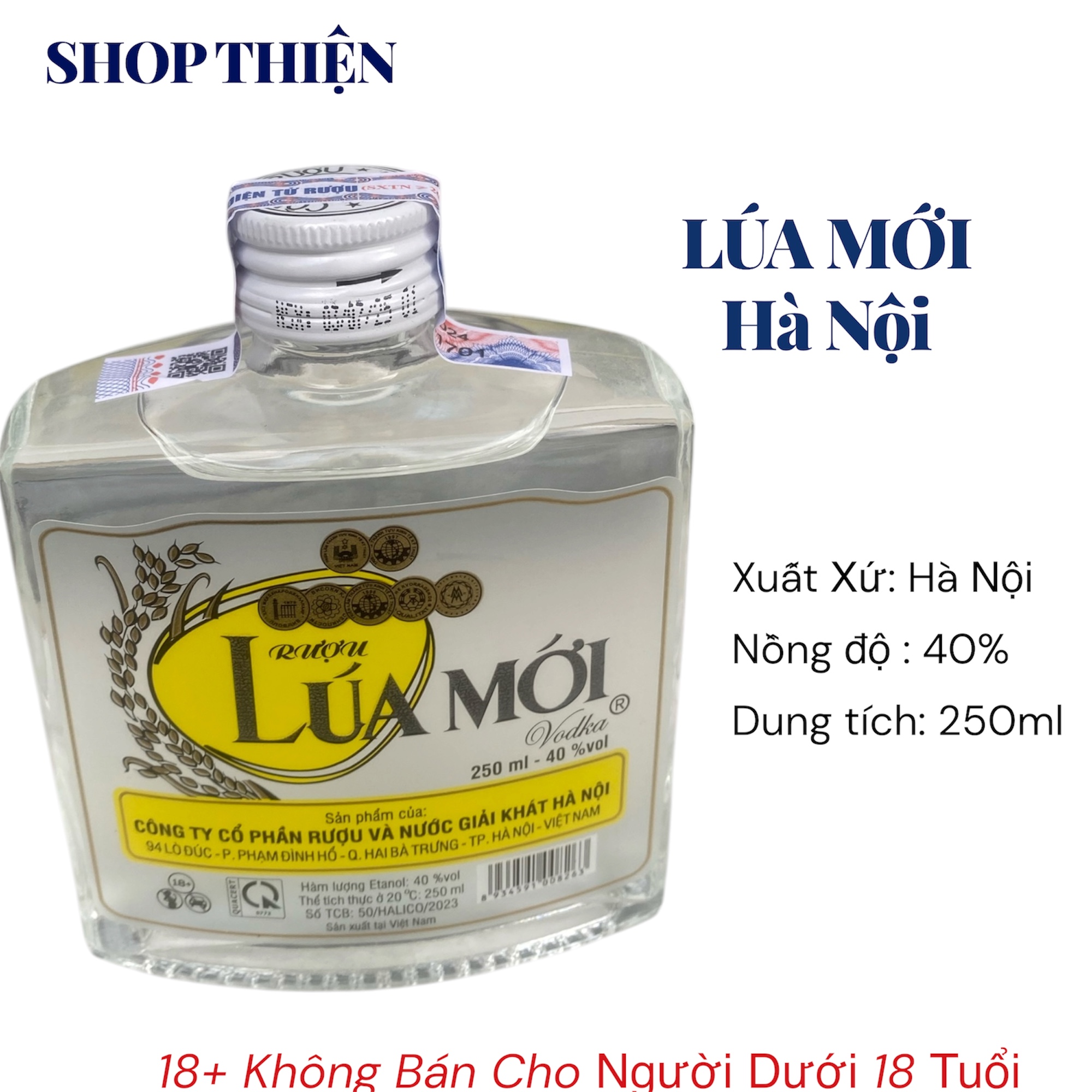 Rượu Lúa Mới Hà Nội 40% 250ml-Chính Hãng Halico