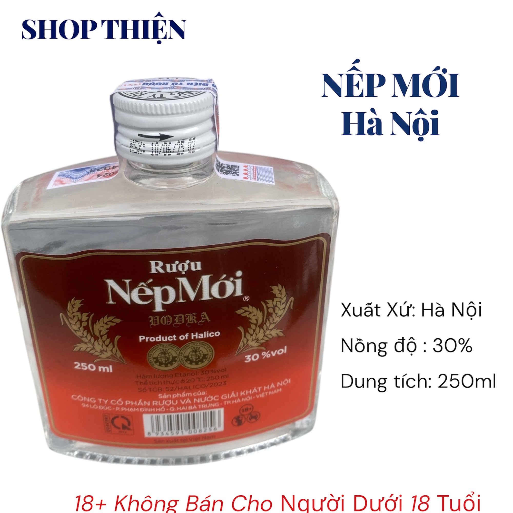 Rượu Nếp Mới Hà Nội 30 Độ Chai Dẹt 250ml - Halico Chính Hãng