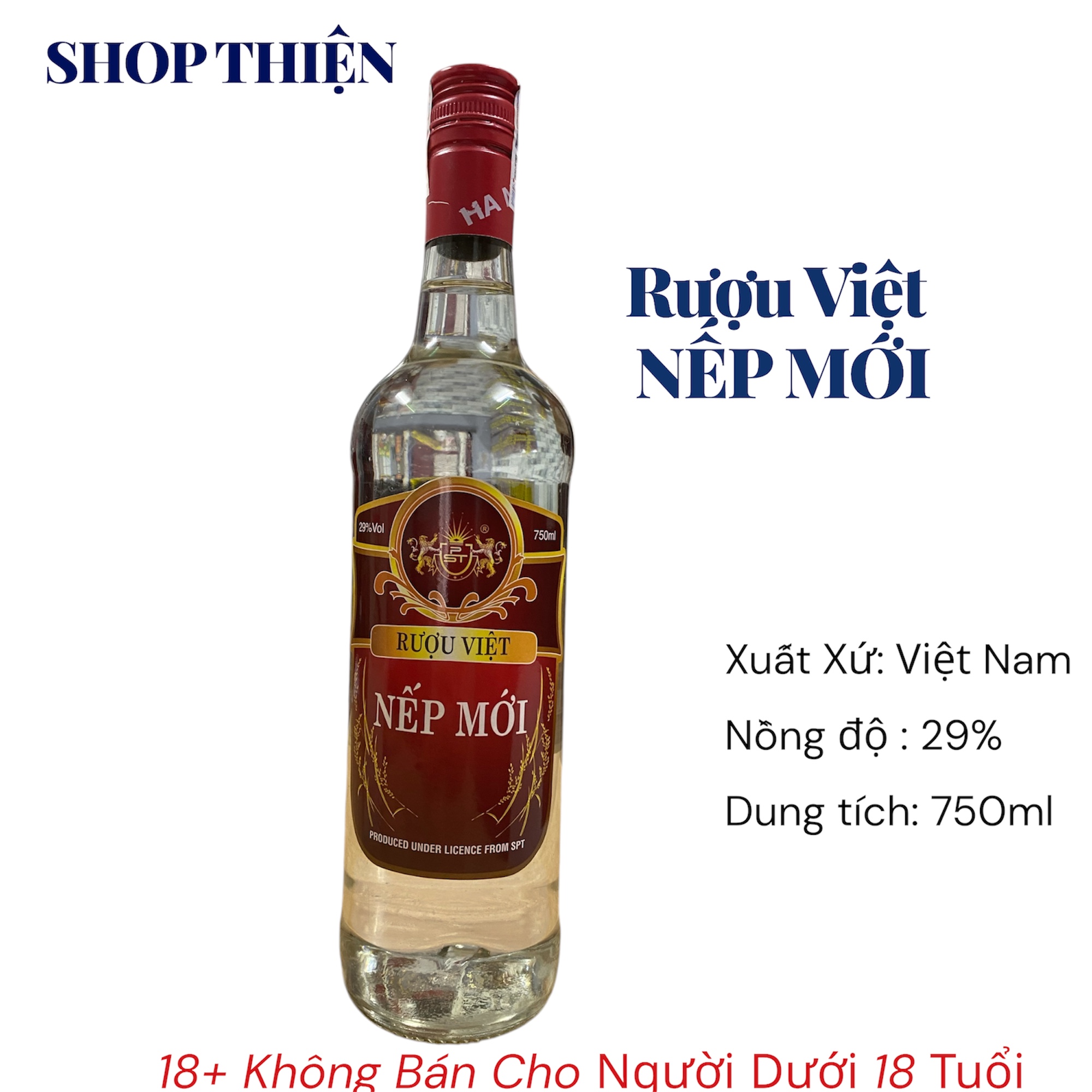 Rượu Việt Nếp Mới 29 Độ Chai 750ml - Đặc Sản Việt Nam Chính Hãng