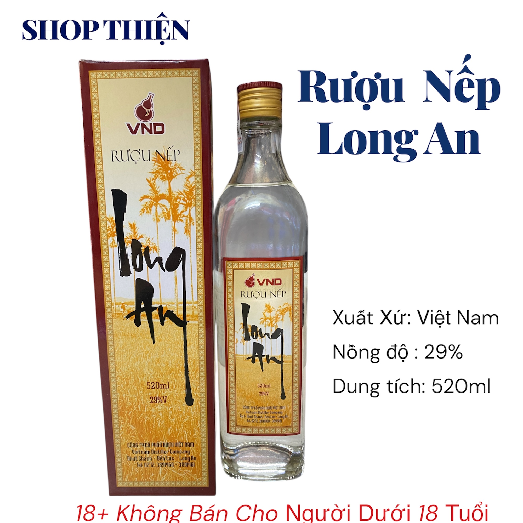 Rượu Nếp Long An 29% | Chai 520ml | SHOP THIỆN