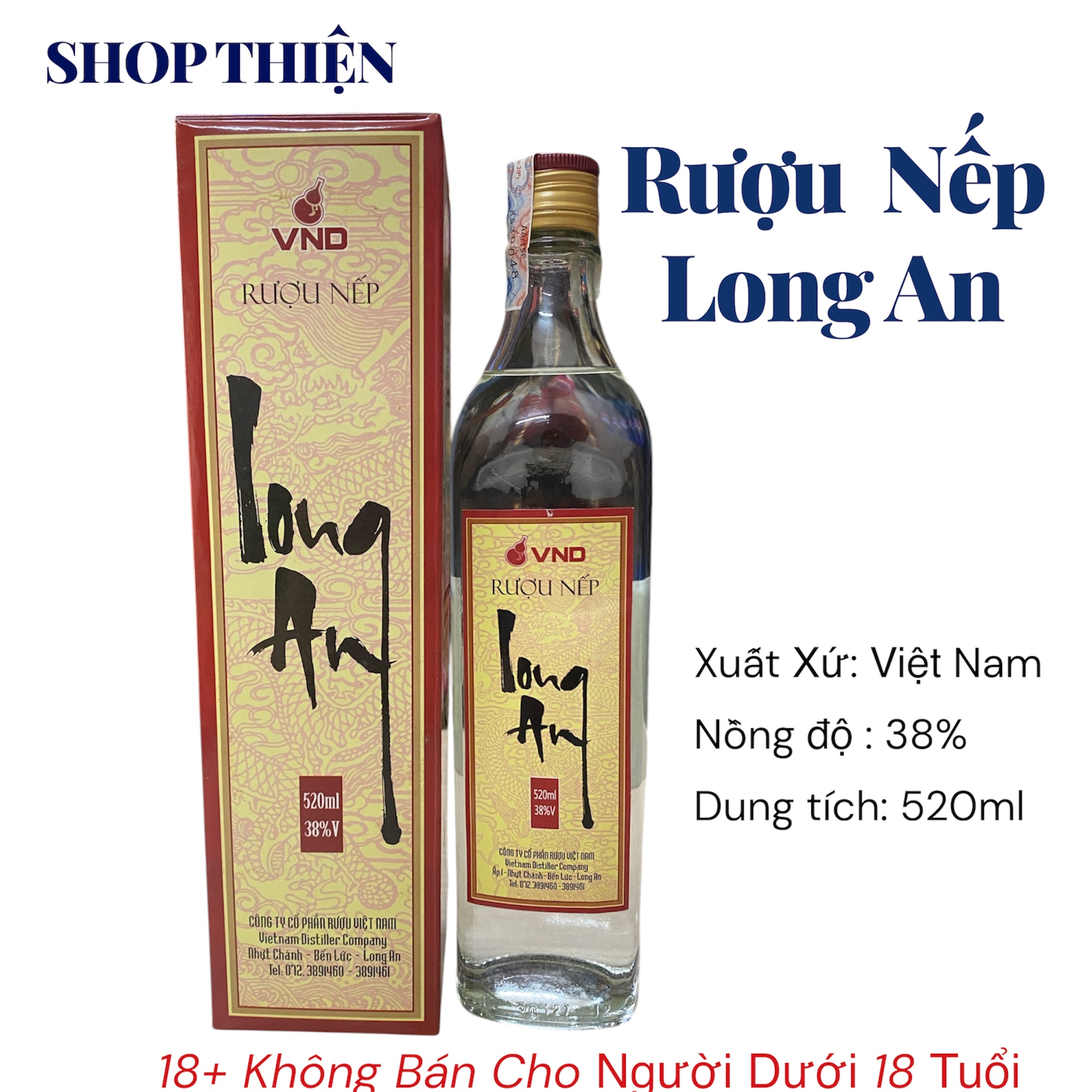 Rượu Nếp Long An 38 Độ VND 520ml Chính Hãng - Đặc Sản Gò Đen | Shop Thiện