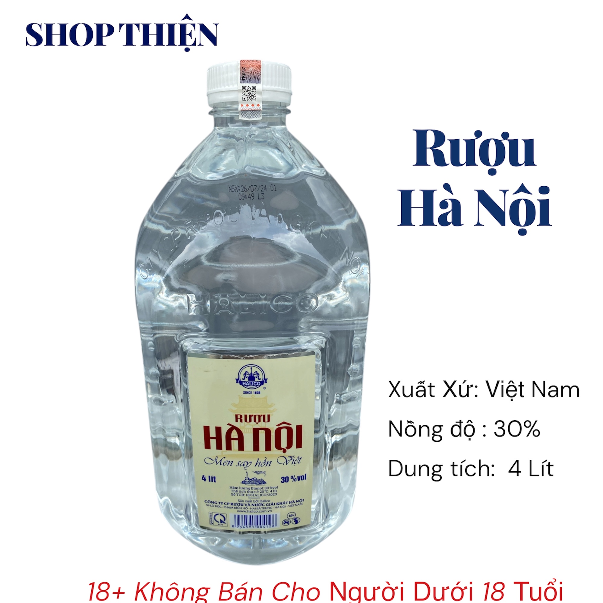 Rượu Hà Nội 30% Độ Halico Can 4 Lít – Men Say Hồn Việt