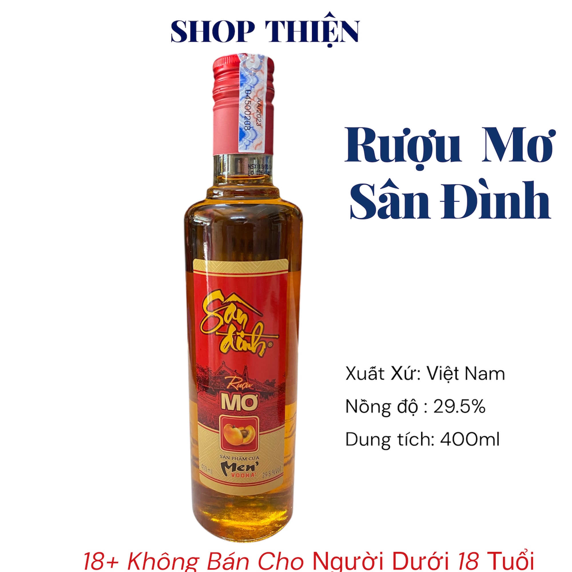 Rượu Mơ Sân Đình 29.5% - Đặc Sản Việt Nam - Chai 400ml | Shop Thiện