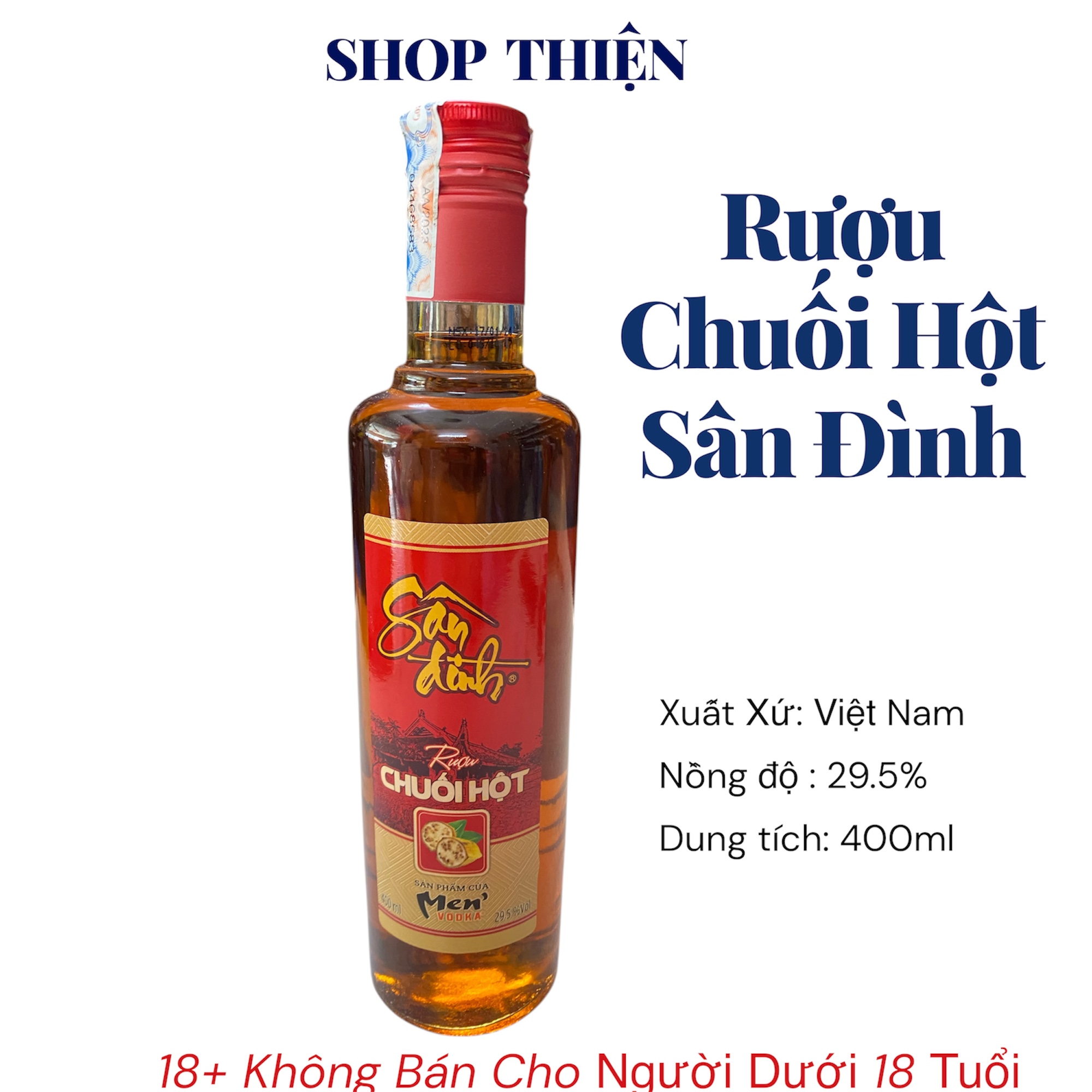 Rượu Chuối Hột Sân Đình 29.5 độ - Chai 400ml - Đặc sản Việt Nam