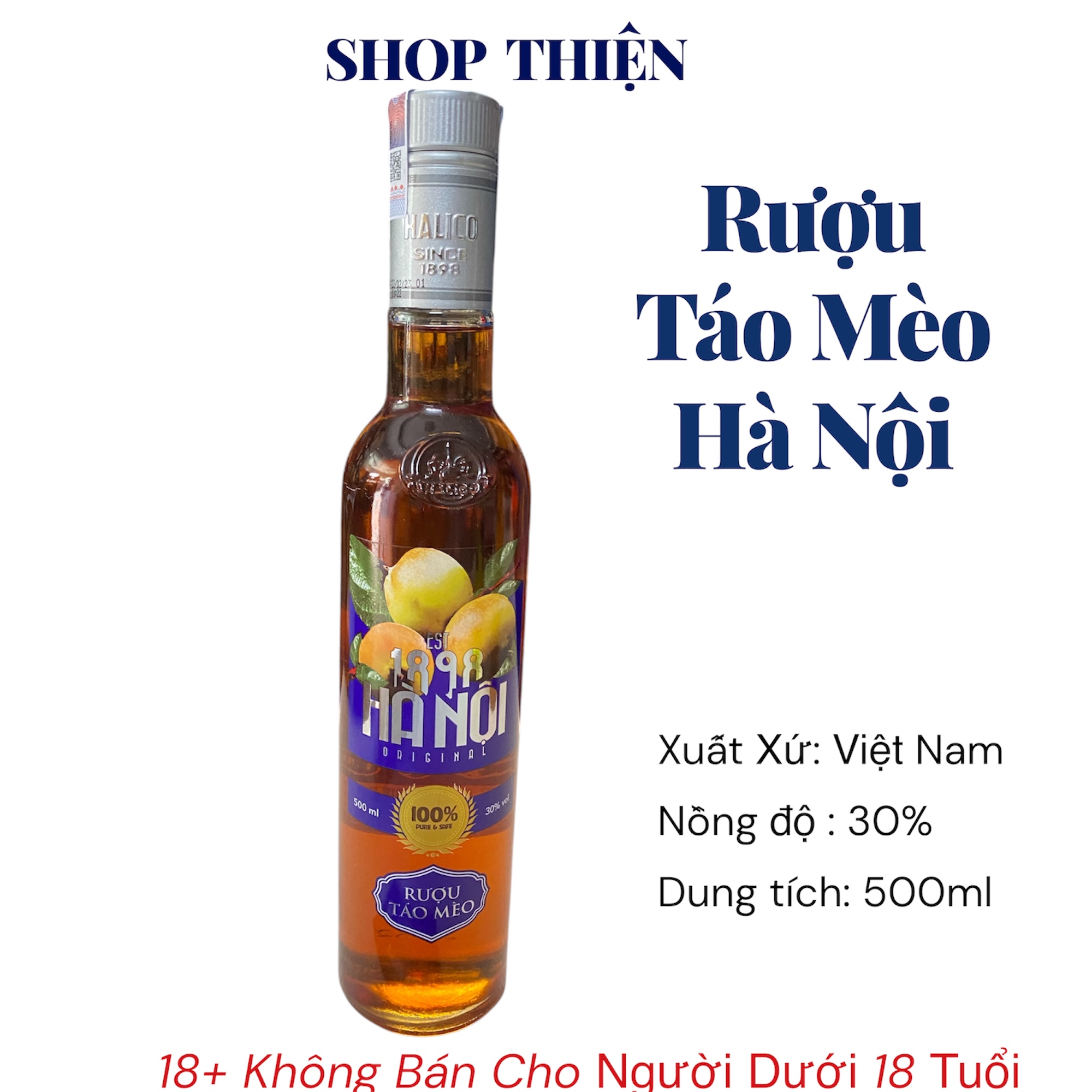 Rượu Táo Mèo Hà Nội 500ml 30% Halico | Chính Hãng, Uống Êm | Shop Thiện