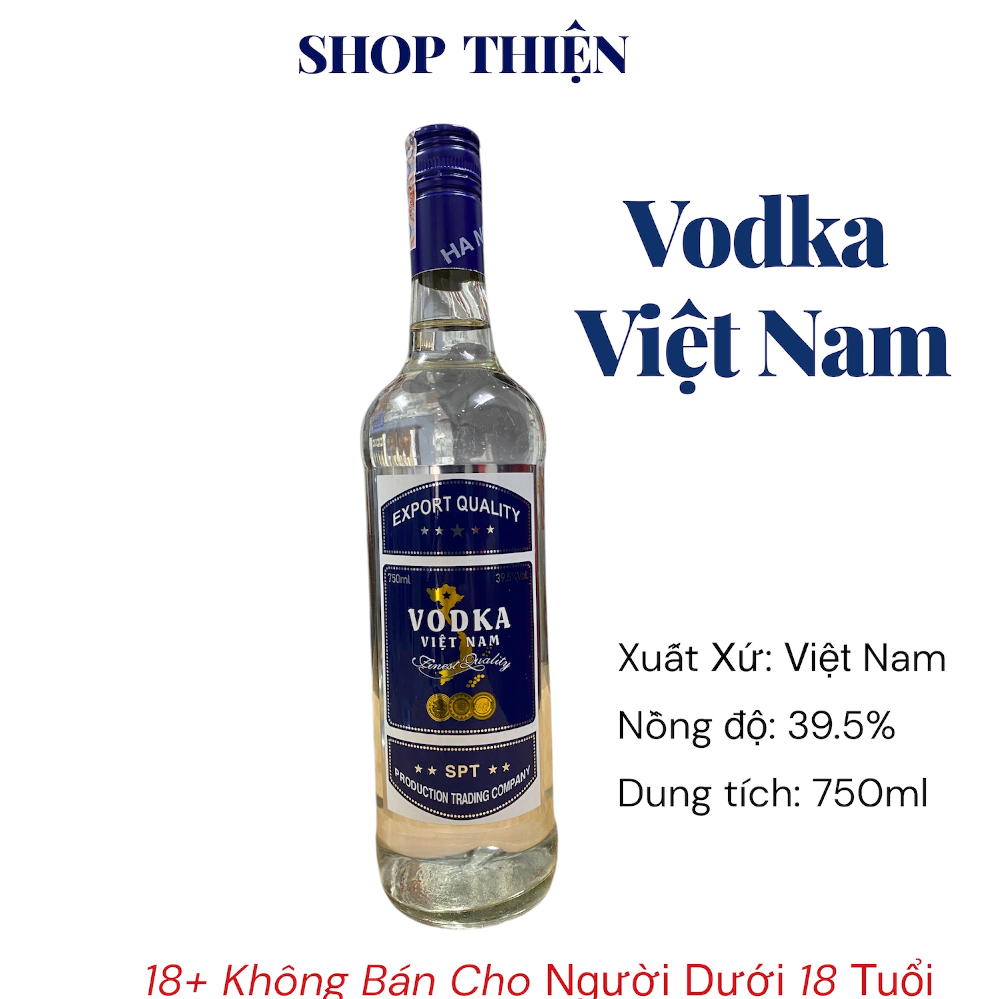 Vodka Việt Nam SPT Export Quality 750ml 39.5% | Rượu Vodka Việt Chất Lượng Xuất Khẩu