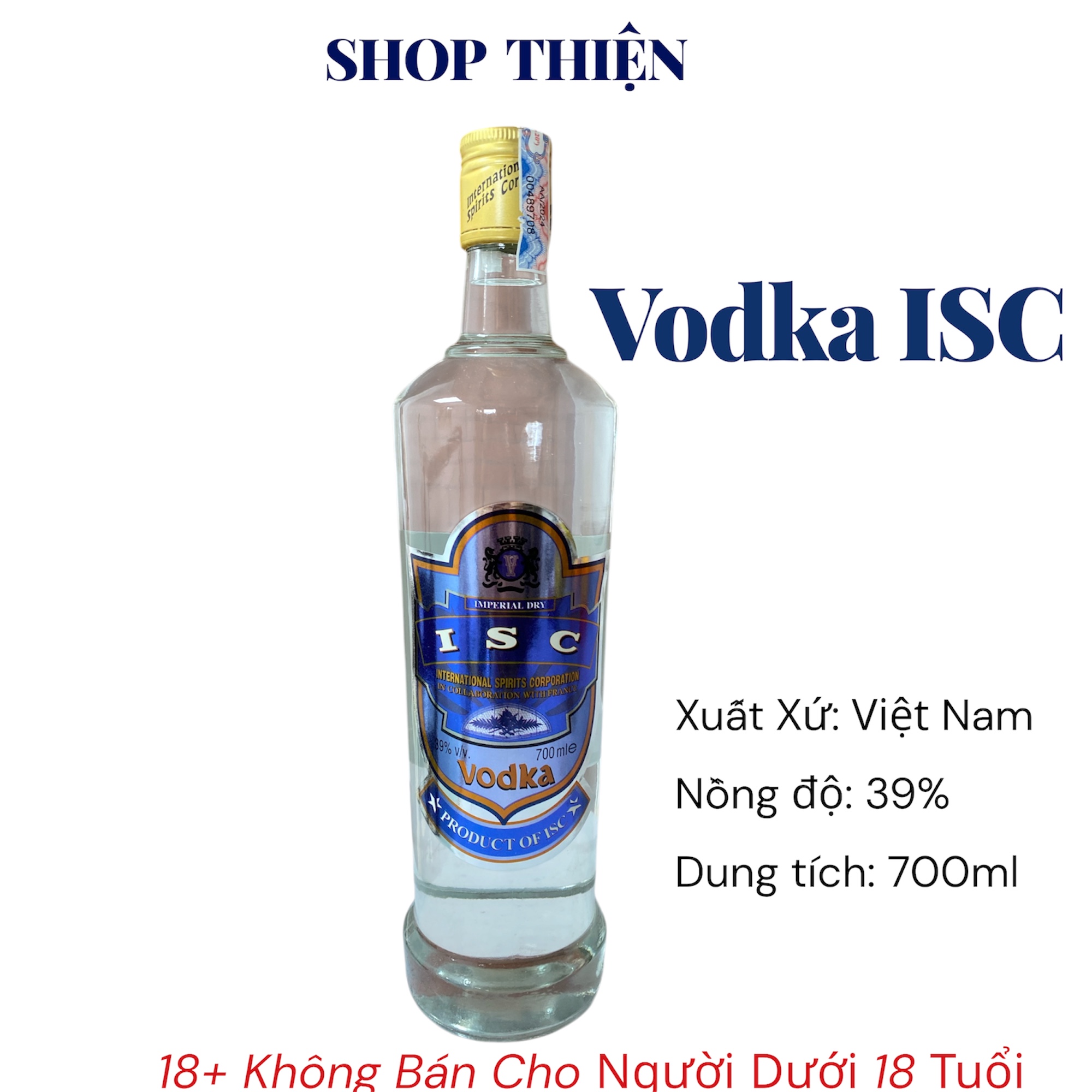 Rượu ISC Vodka 39% 700ml