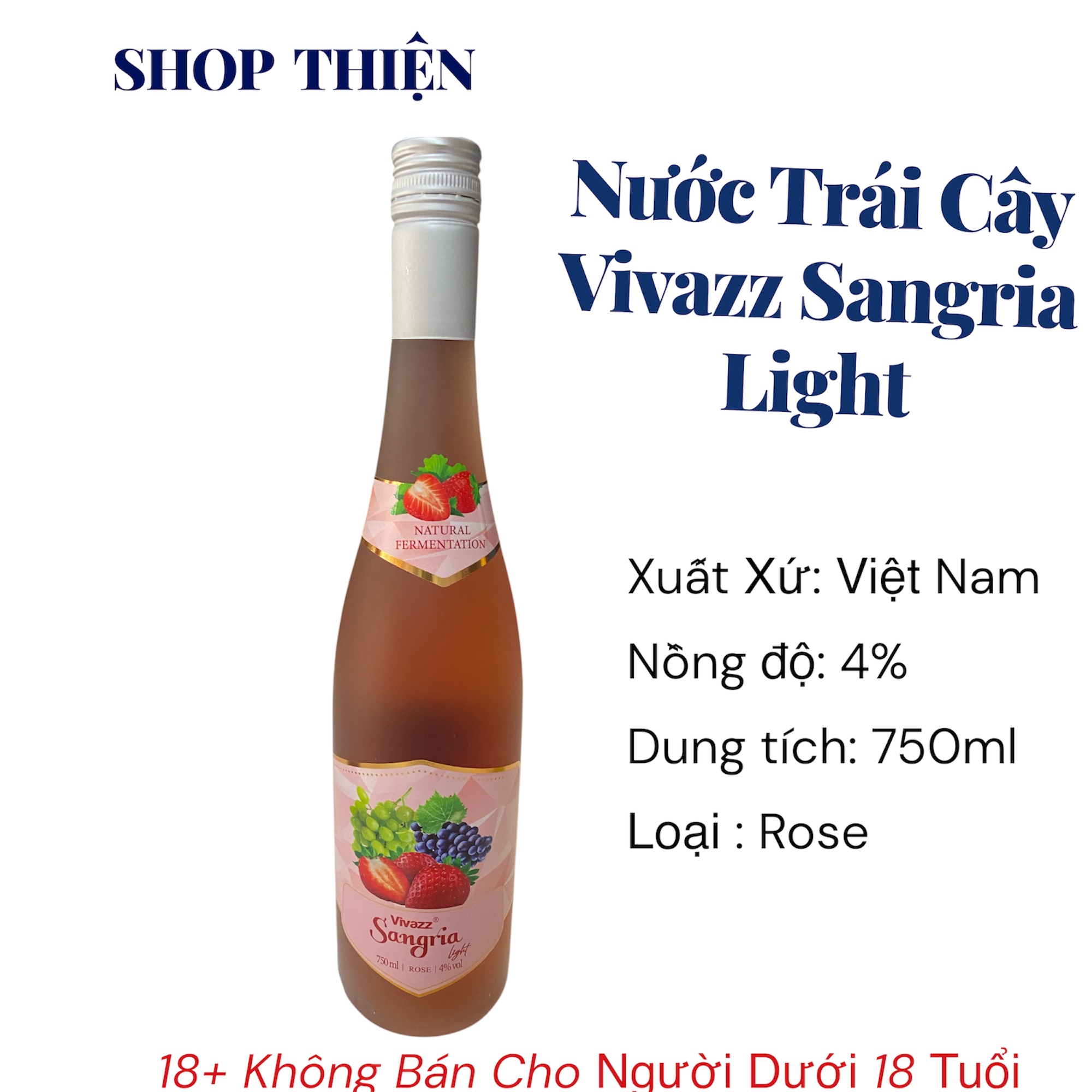 Nước Trái Cây Lên Men Vivazz Sangria Light Rosé 750ml - Nồng độ 4%