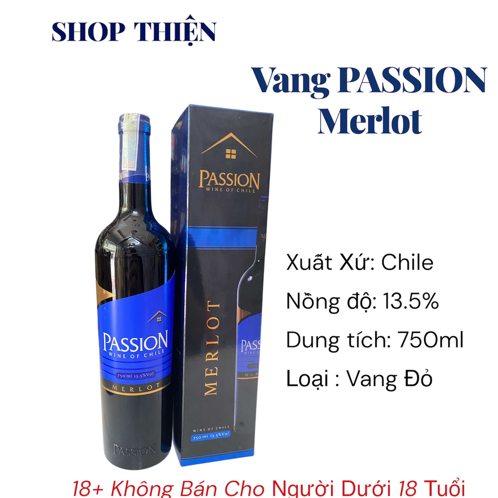Vang Đỏ PASSION Merlot Chile 750ml 13.5% - Vang Chile Dễ Uống