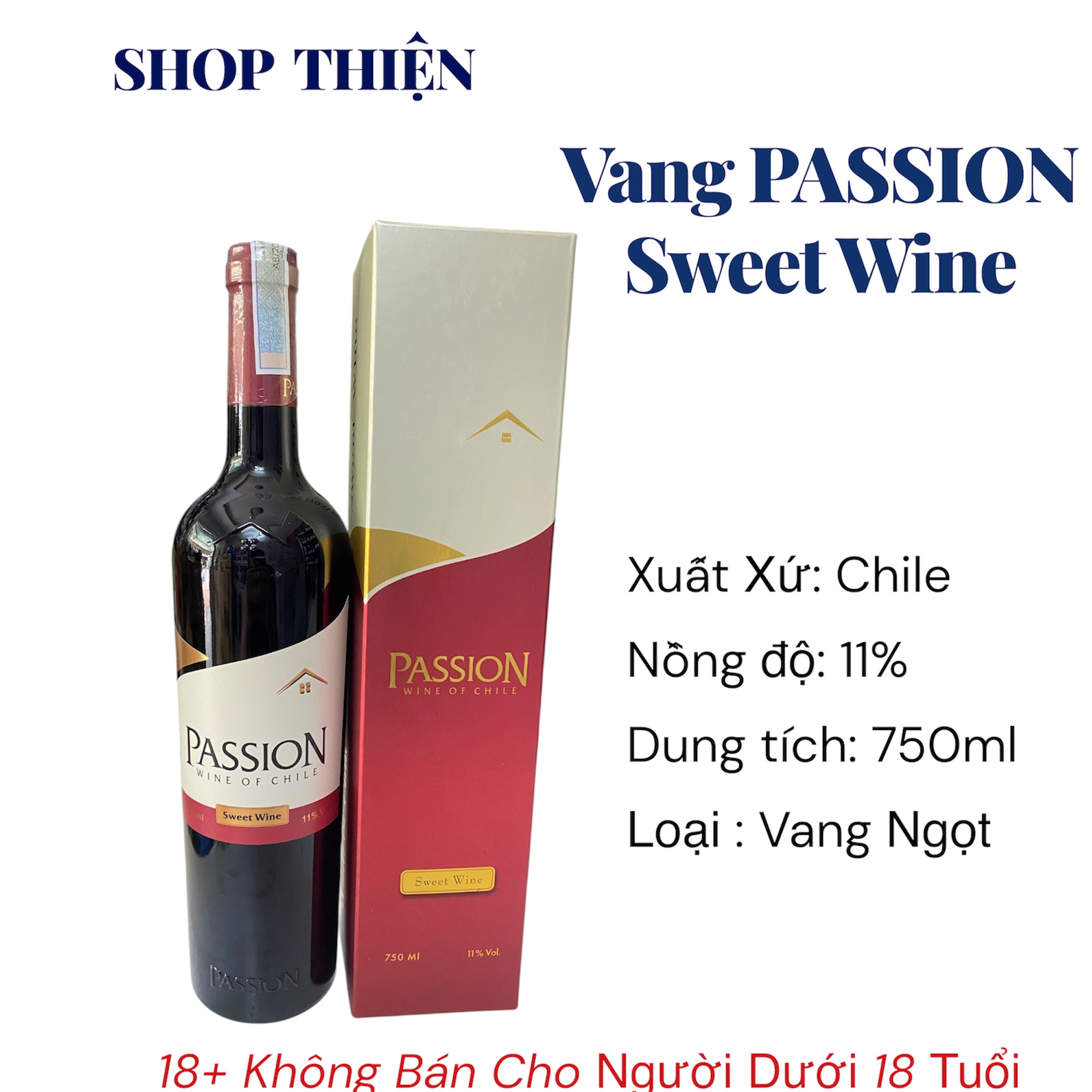 Rượu Vang PASSION Sweet Wine 11% 750ml | Vang Ngọt Dành Cho Nữ, Quà 8/3