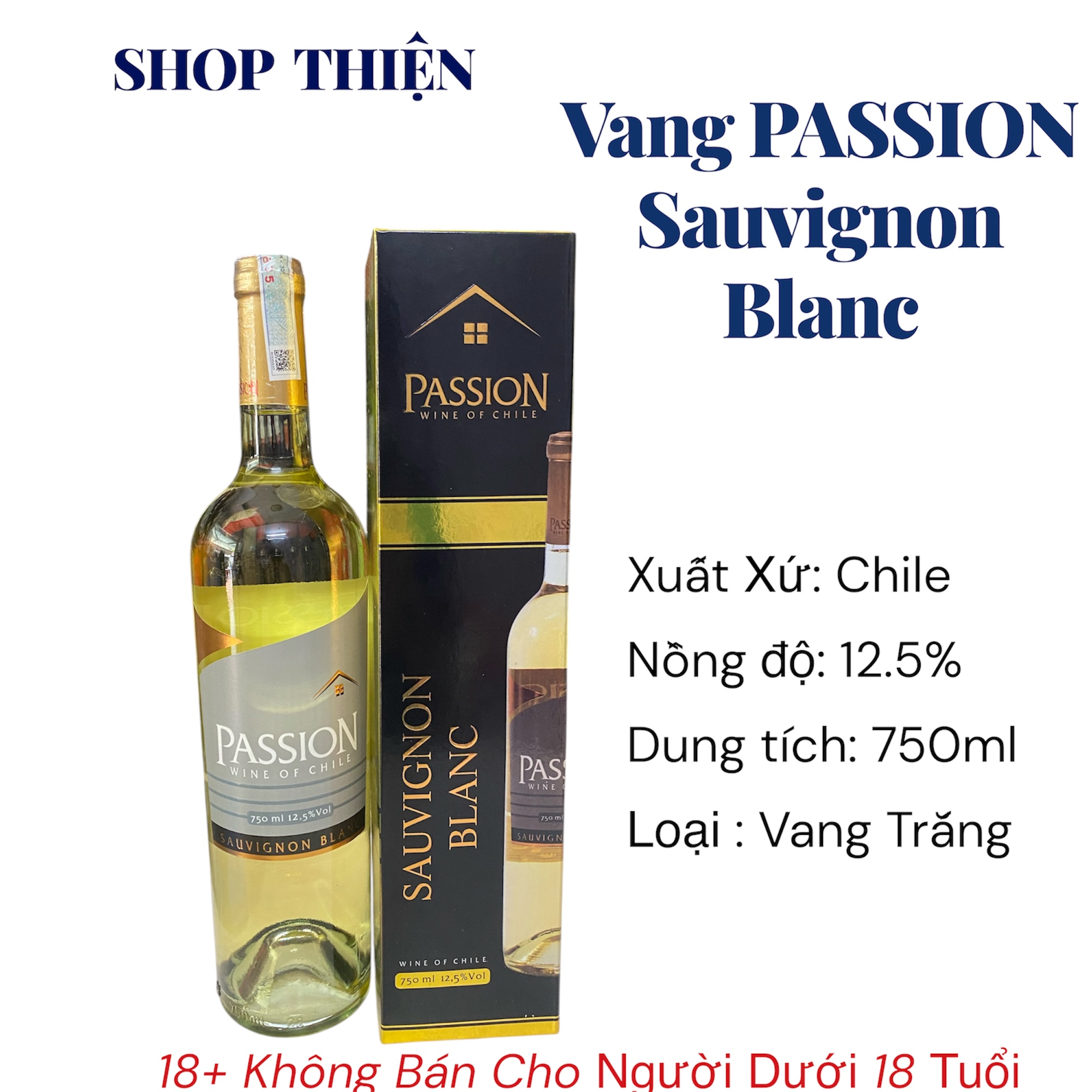 Vang Trắng Chile PASSION Sauvignon Blanc 750ml 12.5% | Wine of Chile - Shop Thiện