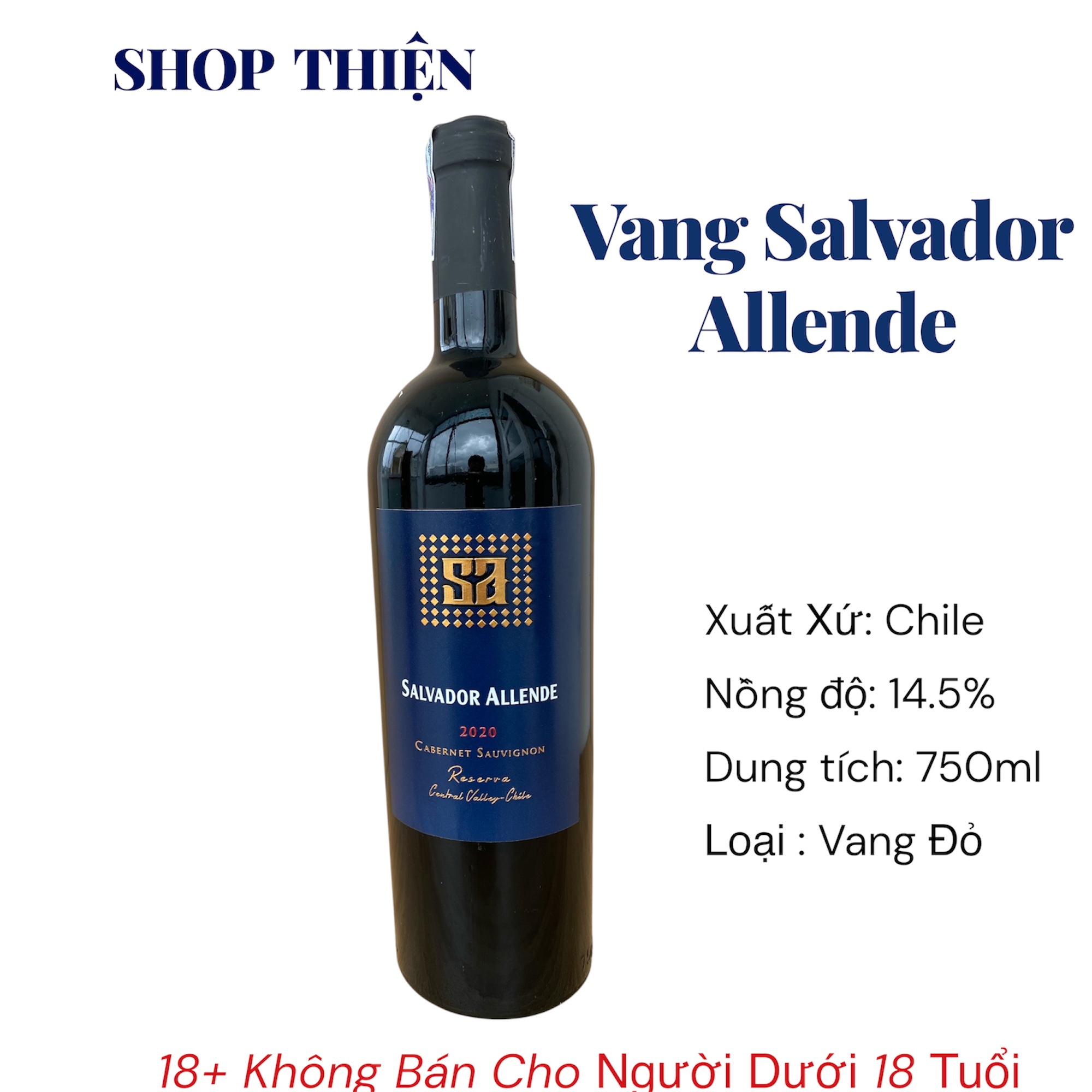 Rượu Vang Đỏ Chile Salvador Allende Cabernet Sauvignon Reserva 2020 750ml 14.5%
