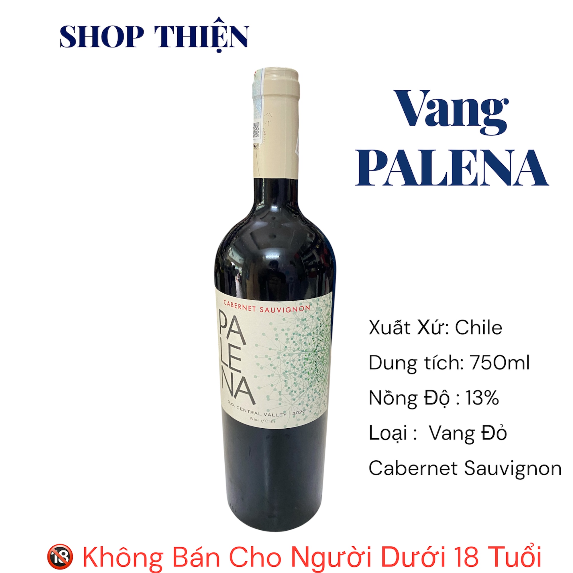 Rượu Vang Palena Cabernet Sauvignon Chile | Vang Đỏ Nhập Khẩu 750ml - Shop Thiện