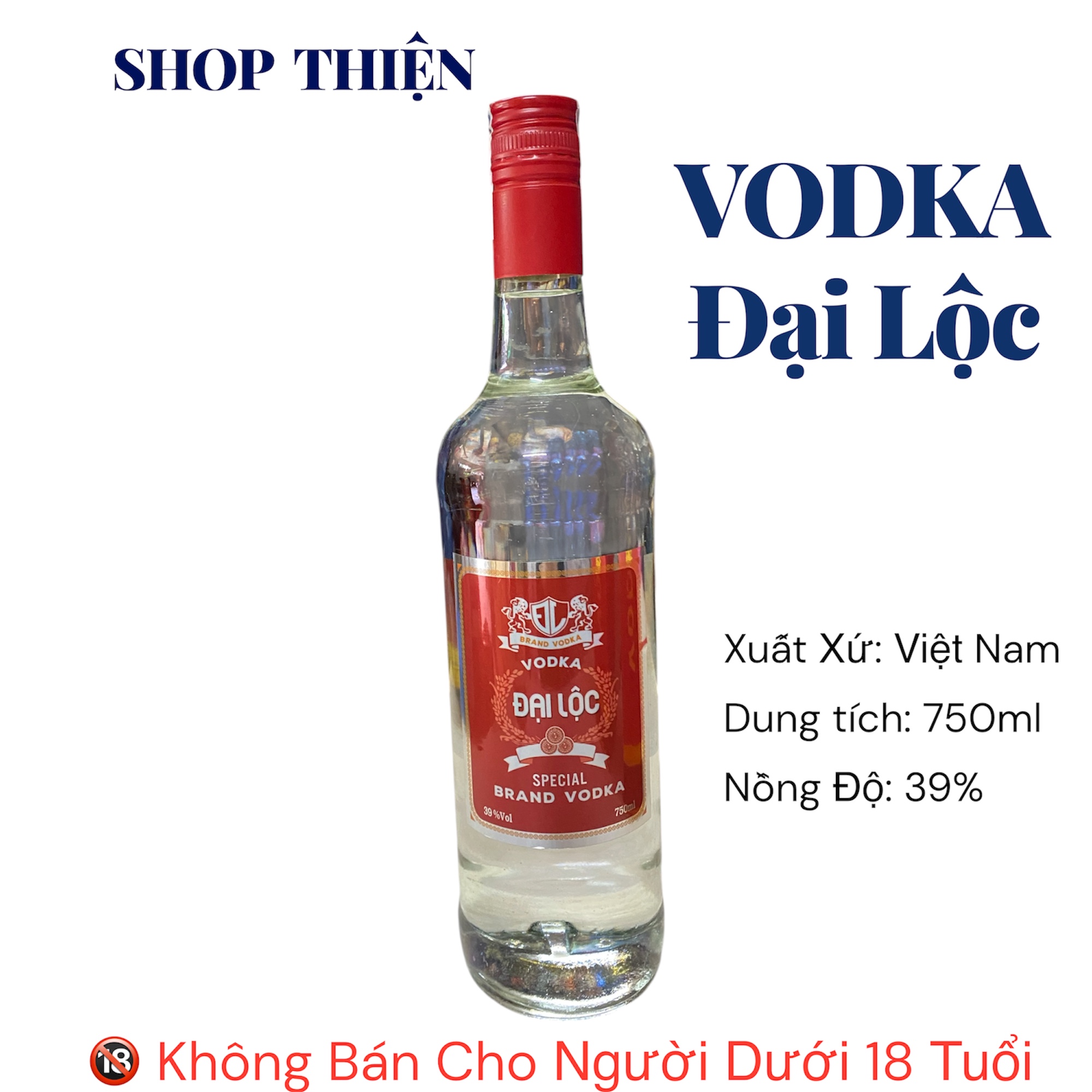 Vodka Đại Lộc 750ml 39% | Rượu Vodka Trắng Việt Nam Chính Hãng