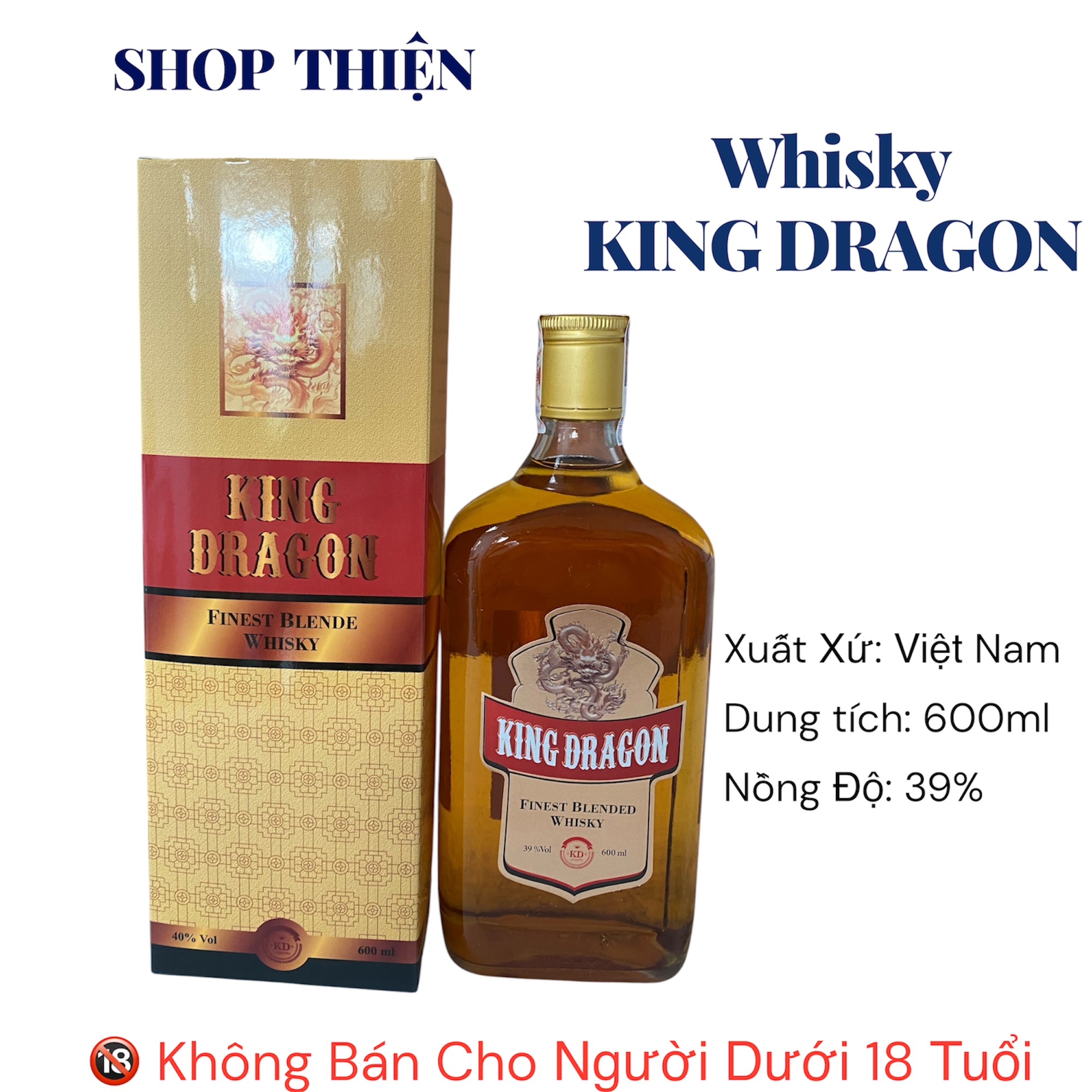 Whisky King Dragon 600ml 39% | Finest Blended Whisky Chính Hãng