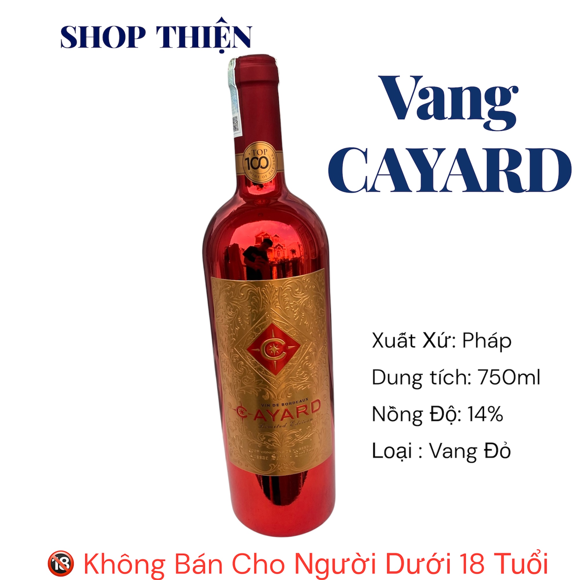 Rượu Vang Đỏ Cayard Bordeaux Pháp 750ml 14% - Quà Biếu Cao Cấp