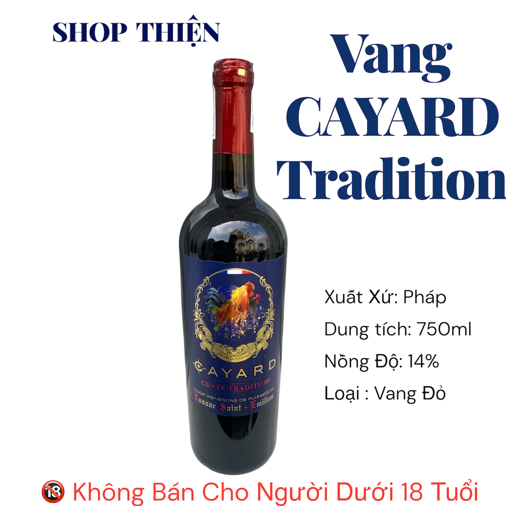 Rượu Vang Đỏ Pháp Cayard Cuvee Tradition 750ml 14% Chính Hãng