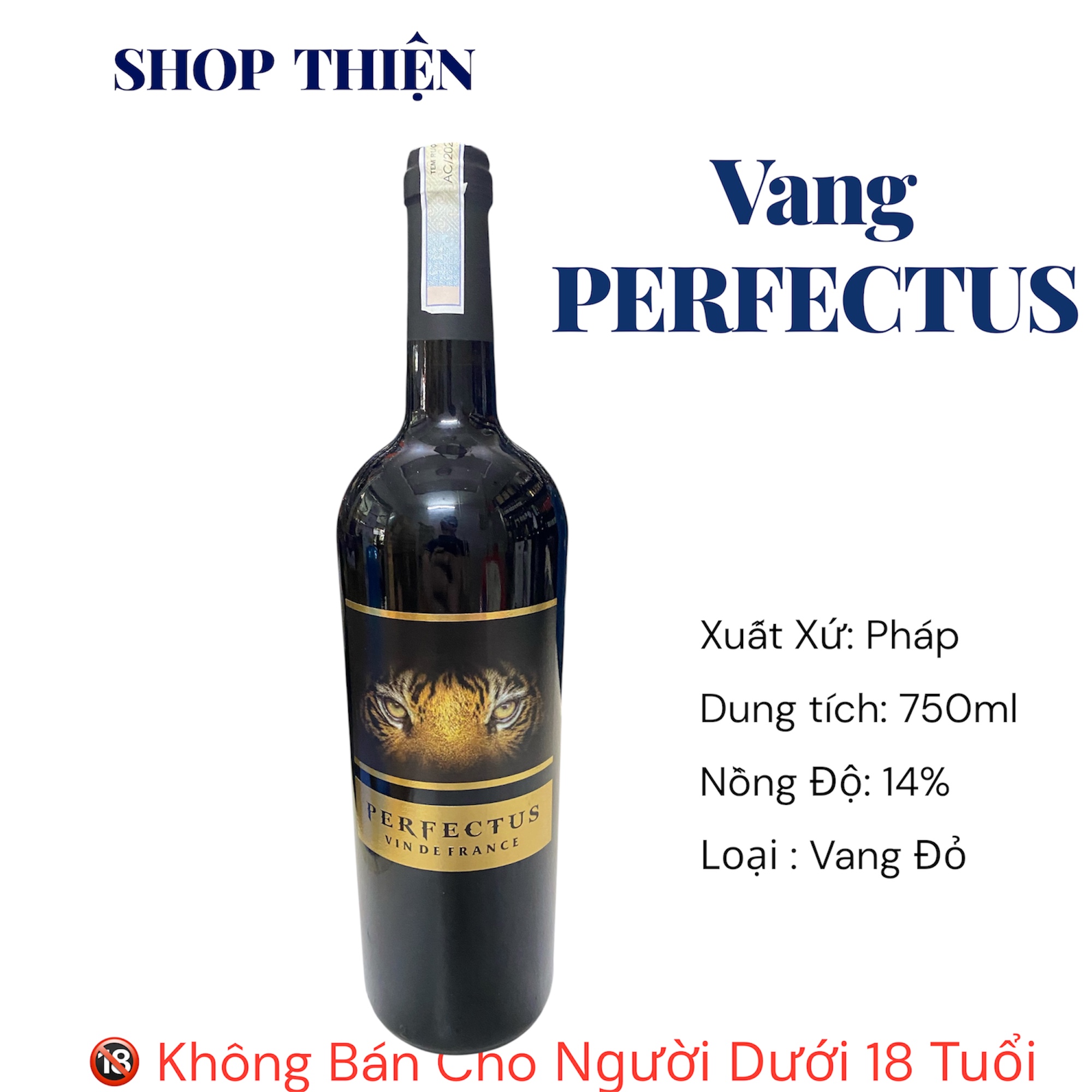 Rượu Vang Đỏ Pháp Perfectus Vin De France 750ml - Vang Con Hổ 14%