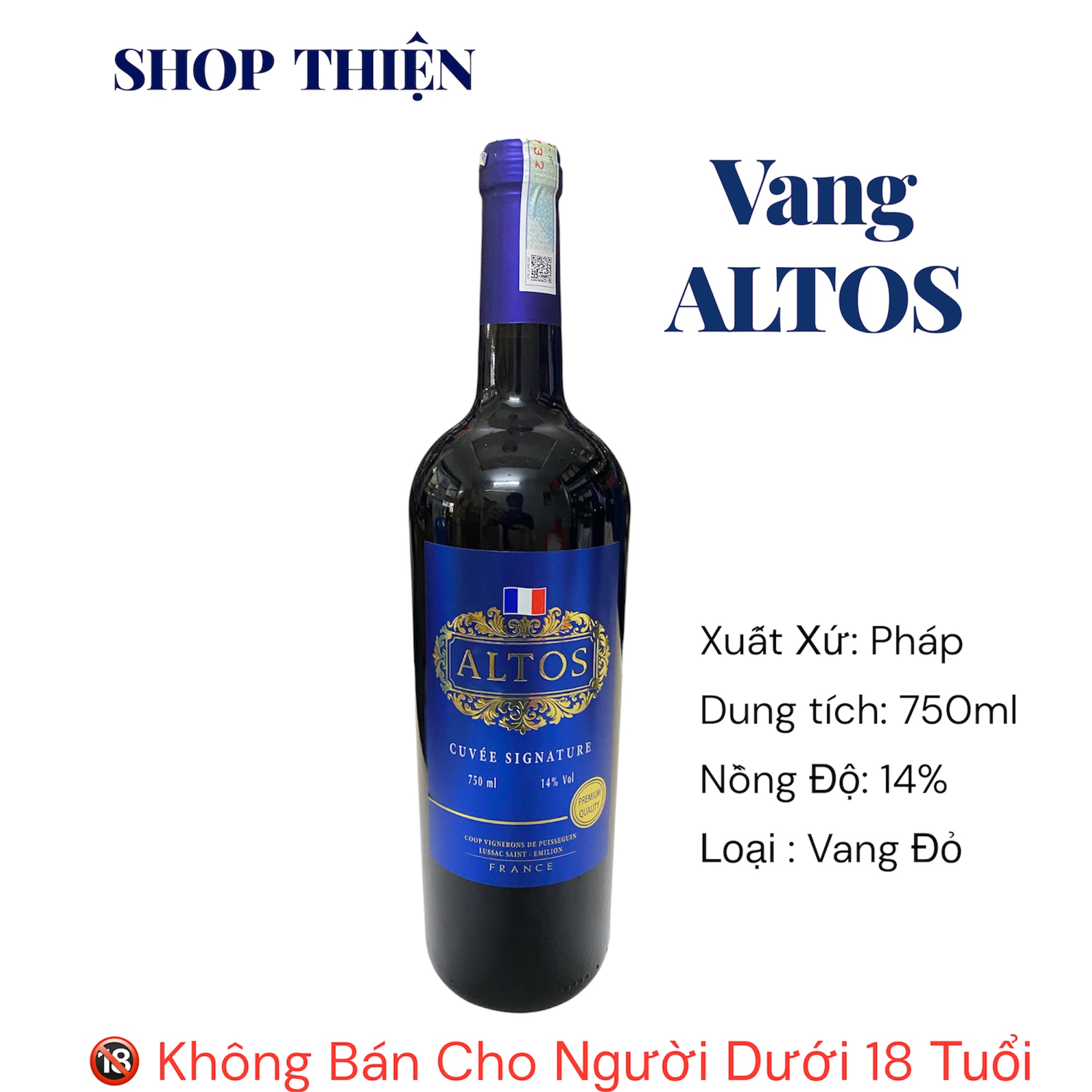 Rượu Vang Đỏ Pháp ALTOS Cuvée Signature 14% 750ml - Nhập Khẩu Chính Hãng - SHOP THIỆN