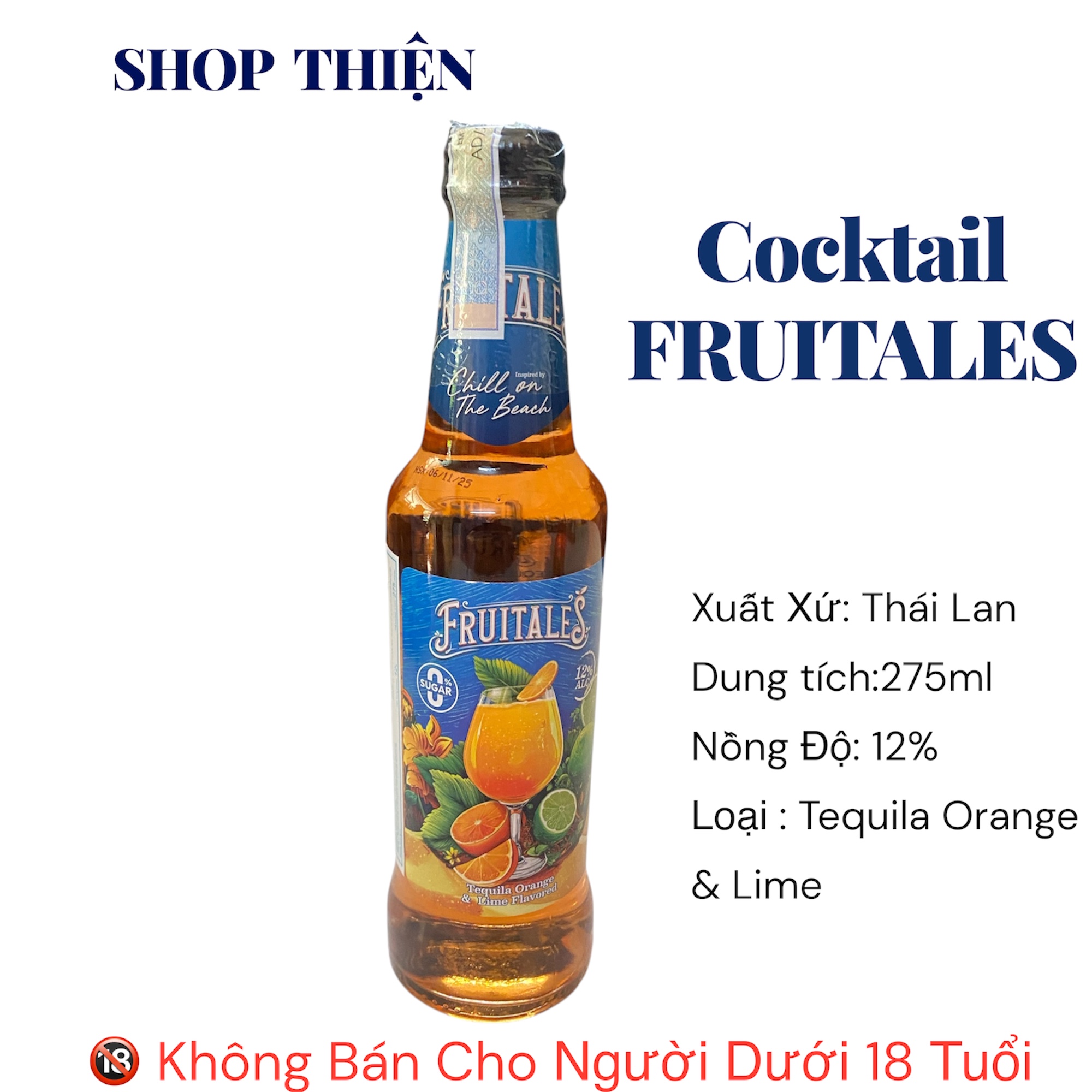Cocktail Trái Cây Fruitale's Vị Tequila Cam Chanh - 12% - 275ml