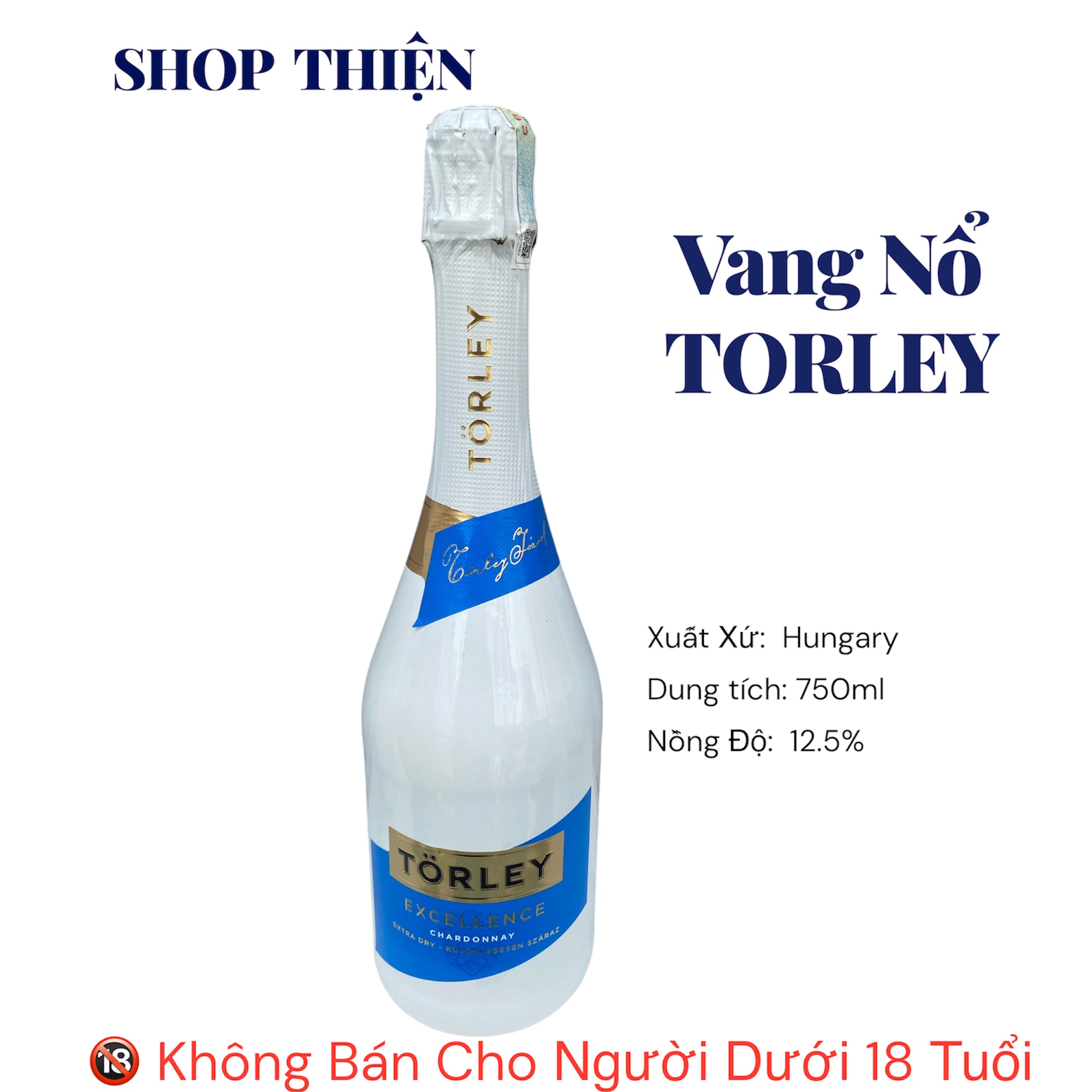 Vang Nổ Trắng Törley Excellence Chardonnay - Vang Sủi Hungary 750ml 12.5% - Nhập Khẩu Chính Hãng
