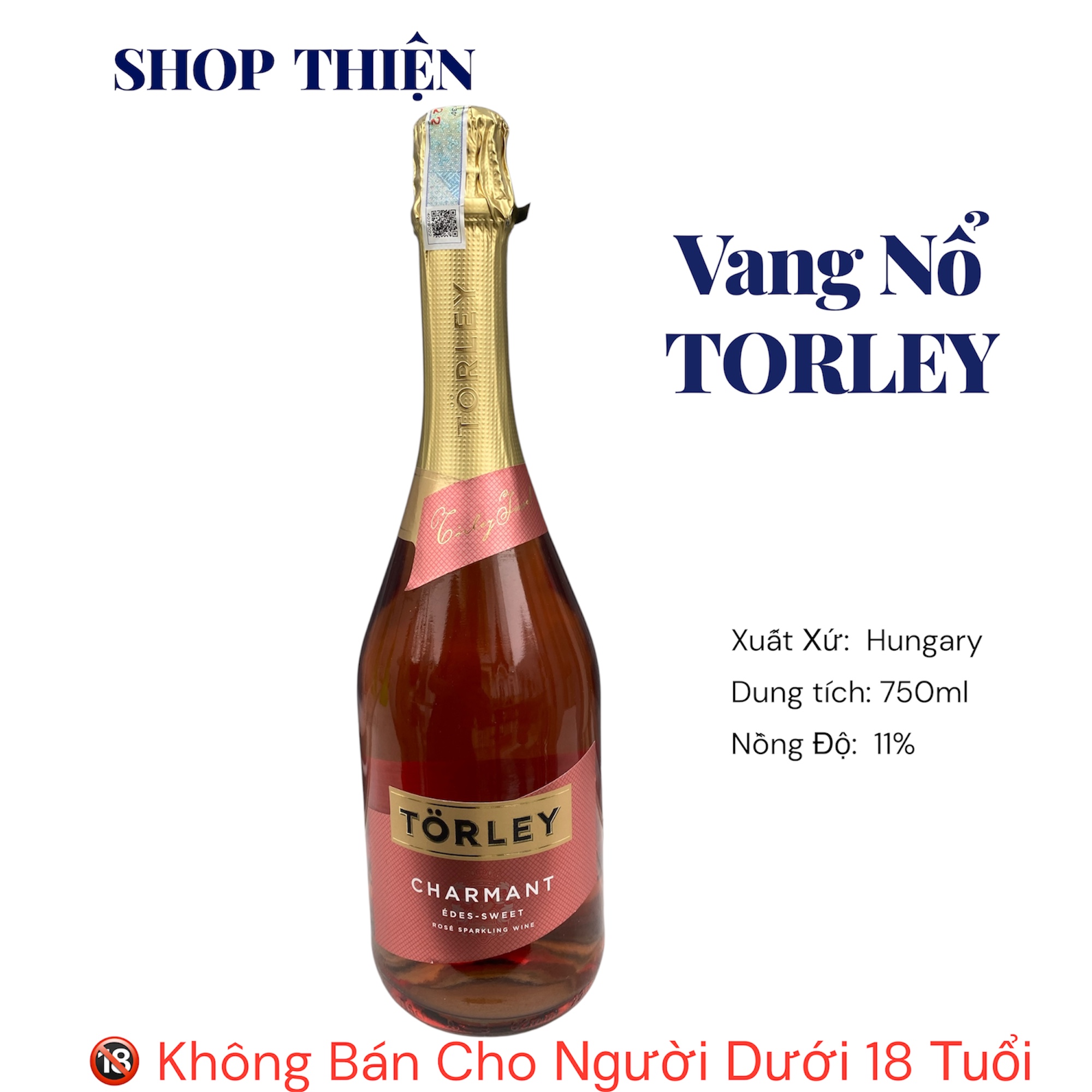Vang Nổ Hồng Ngọt Törley Charmant Rosé Sweet 11% - Hungary - 750ml