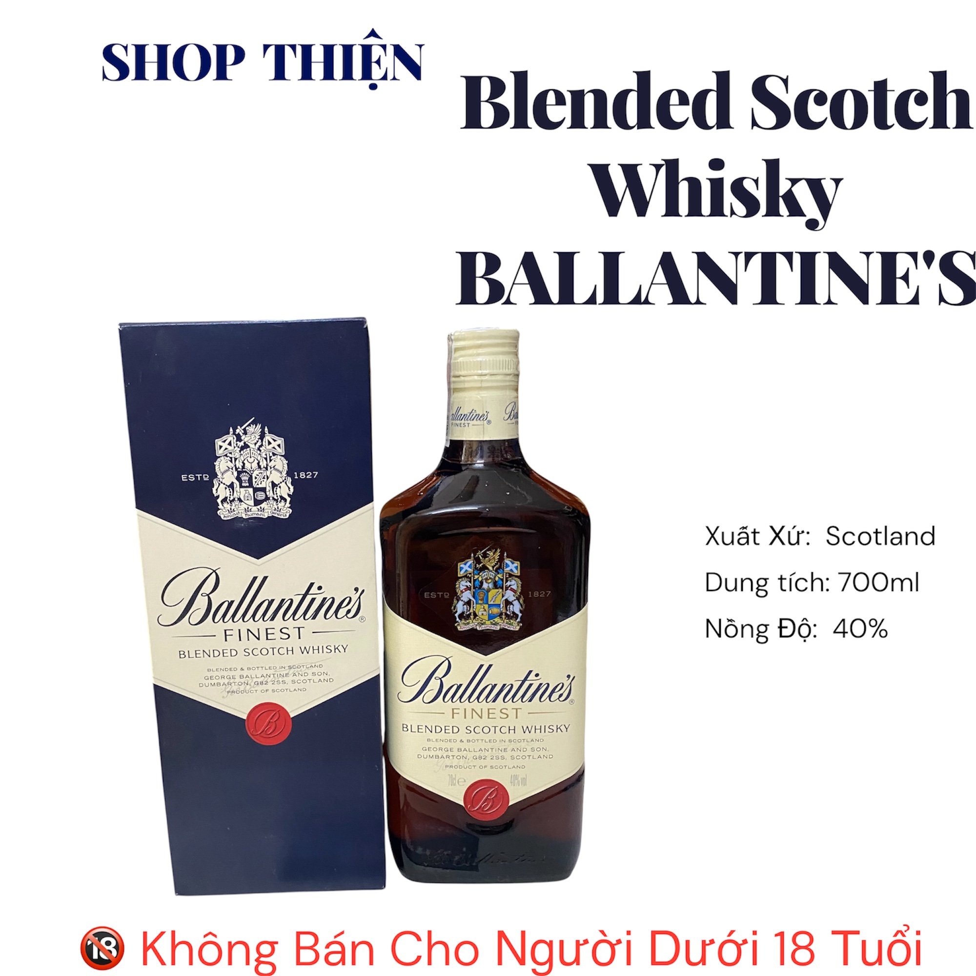 Ballantine's Finest 700ml Chính Hãng - Blended Scotch Whisky Scotland