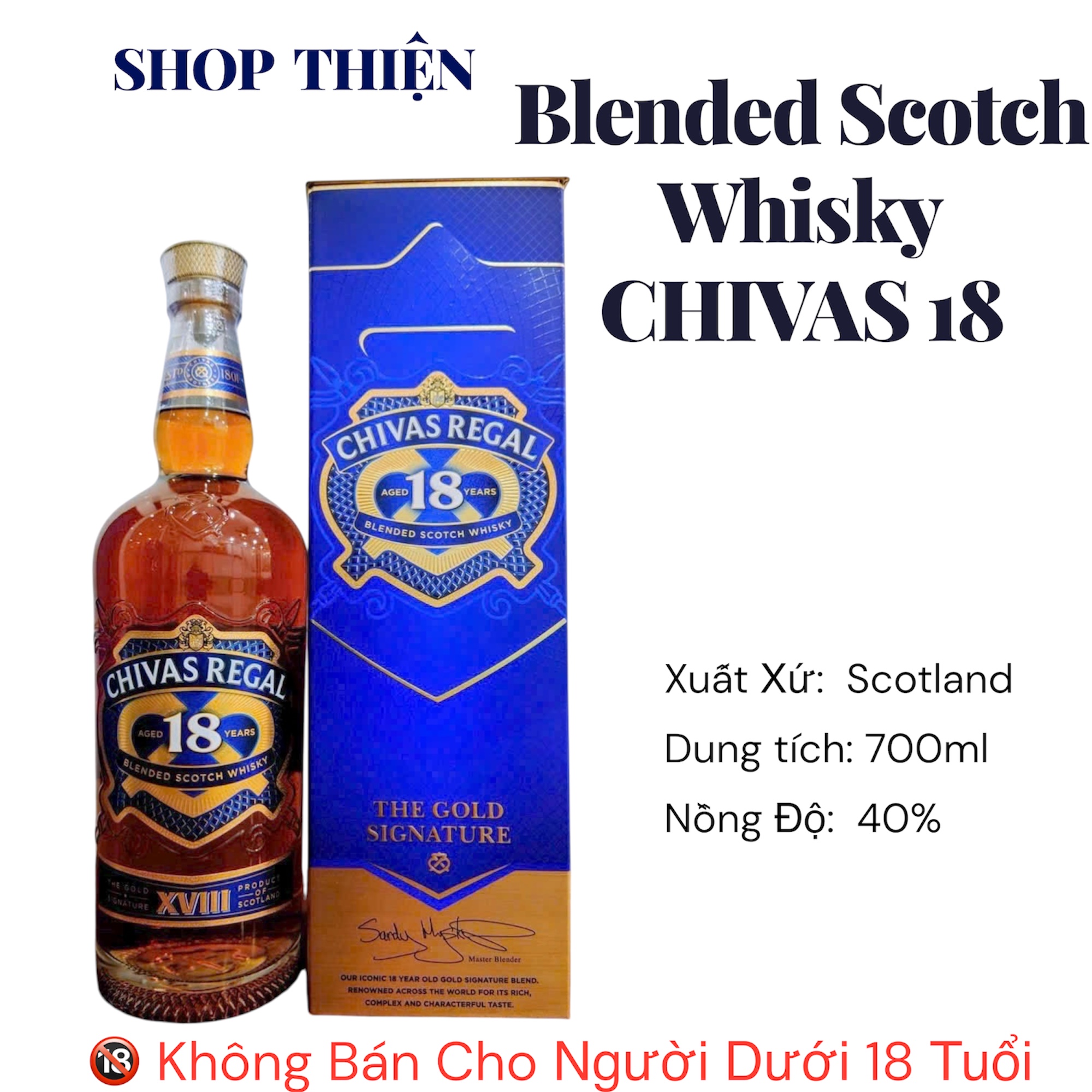 Rượu Chivas Regal 18 Years Old Gold Signature Blended Scotch Whisky 700ml 40% - Shop Thiện