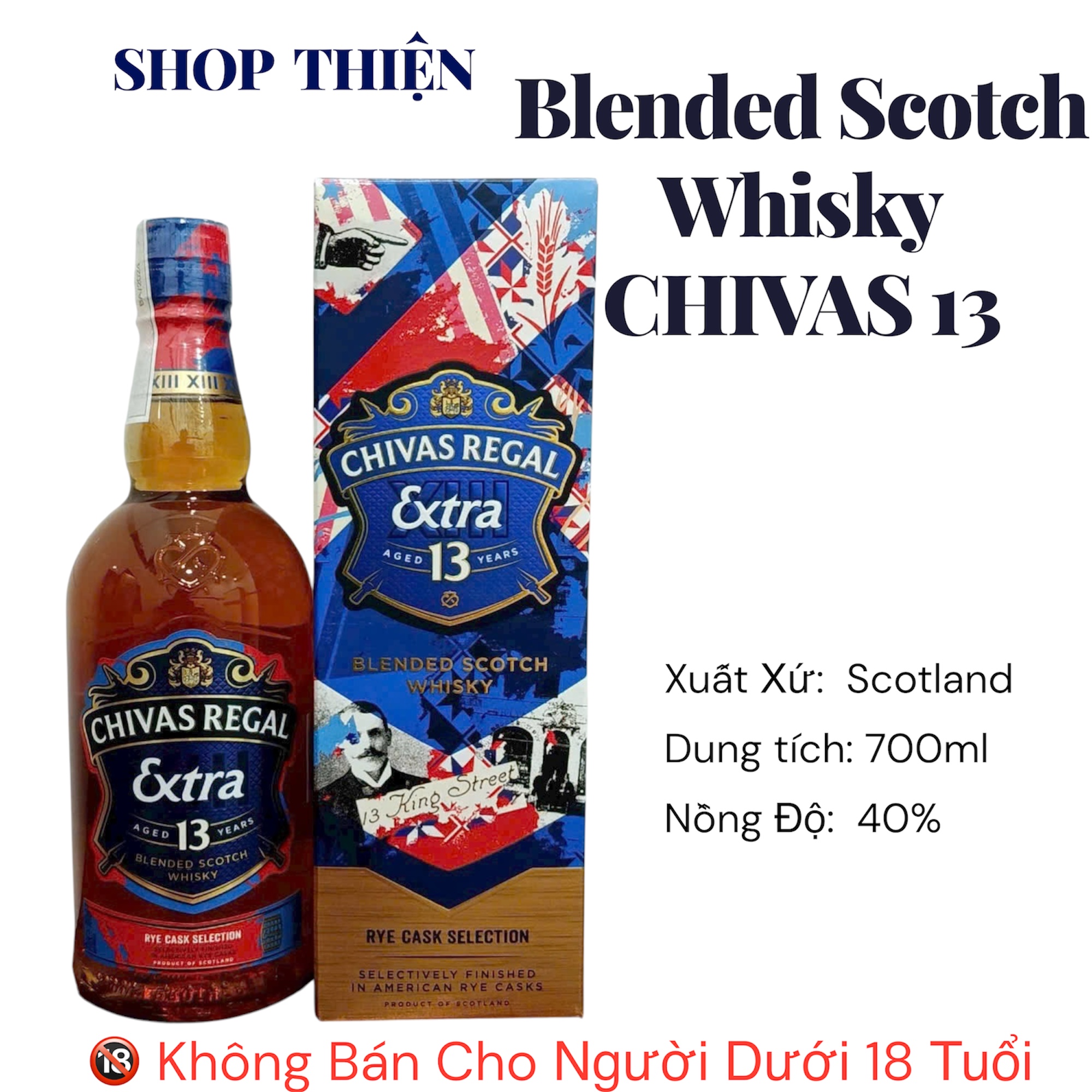 Rượu Chivas Regal Extra 13 Years Old Rye Cask Selection Blended Scotch Whisky 700ml 40% - Shop Thiện