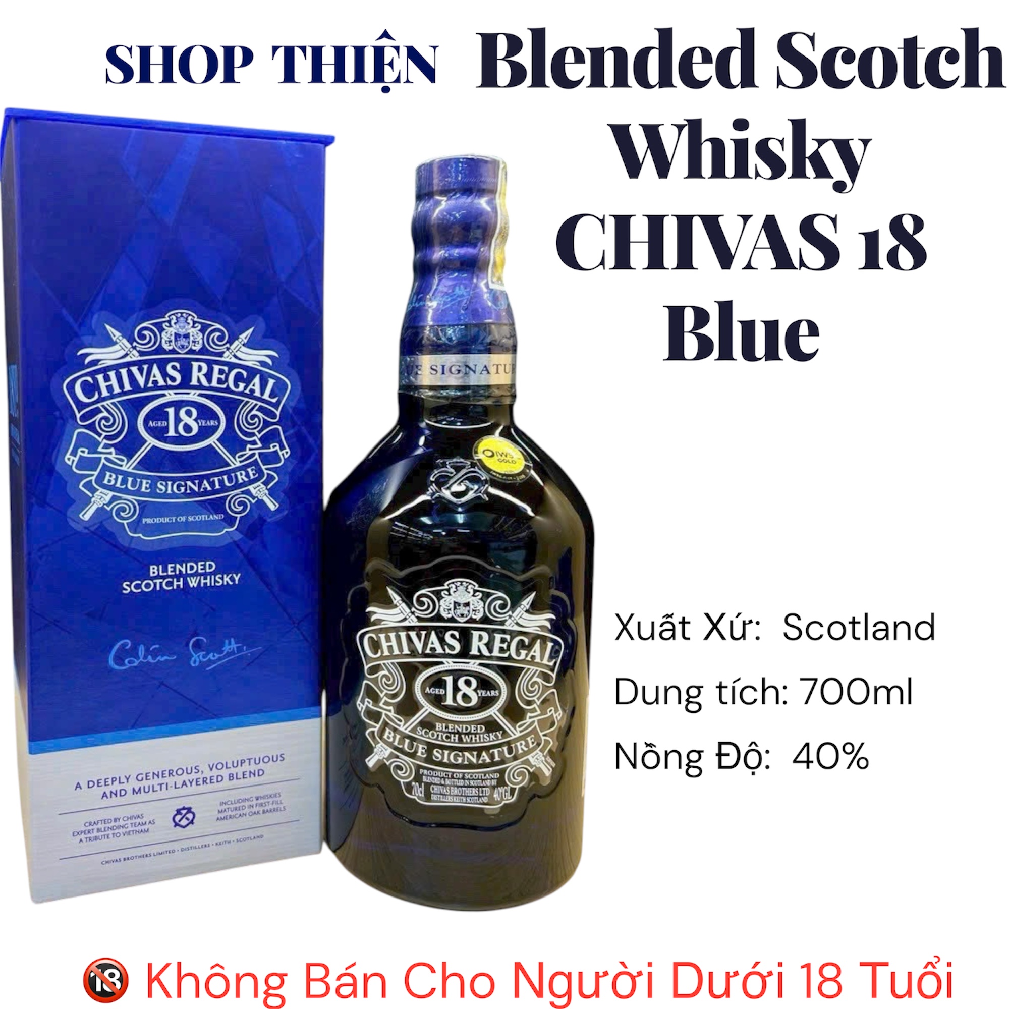 Rượu Chivas Regal 18 Blue Signature Blended Scotch Whisky 700ml 40% - Phiên Bản Tribute To Vietnam - Shop Thiện
