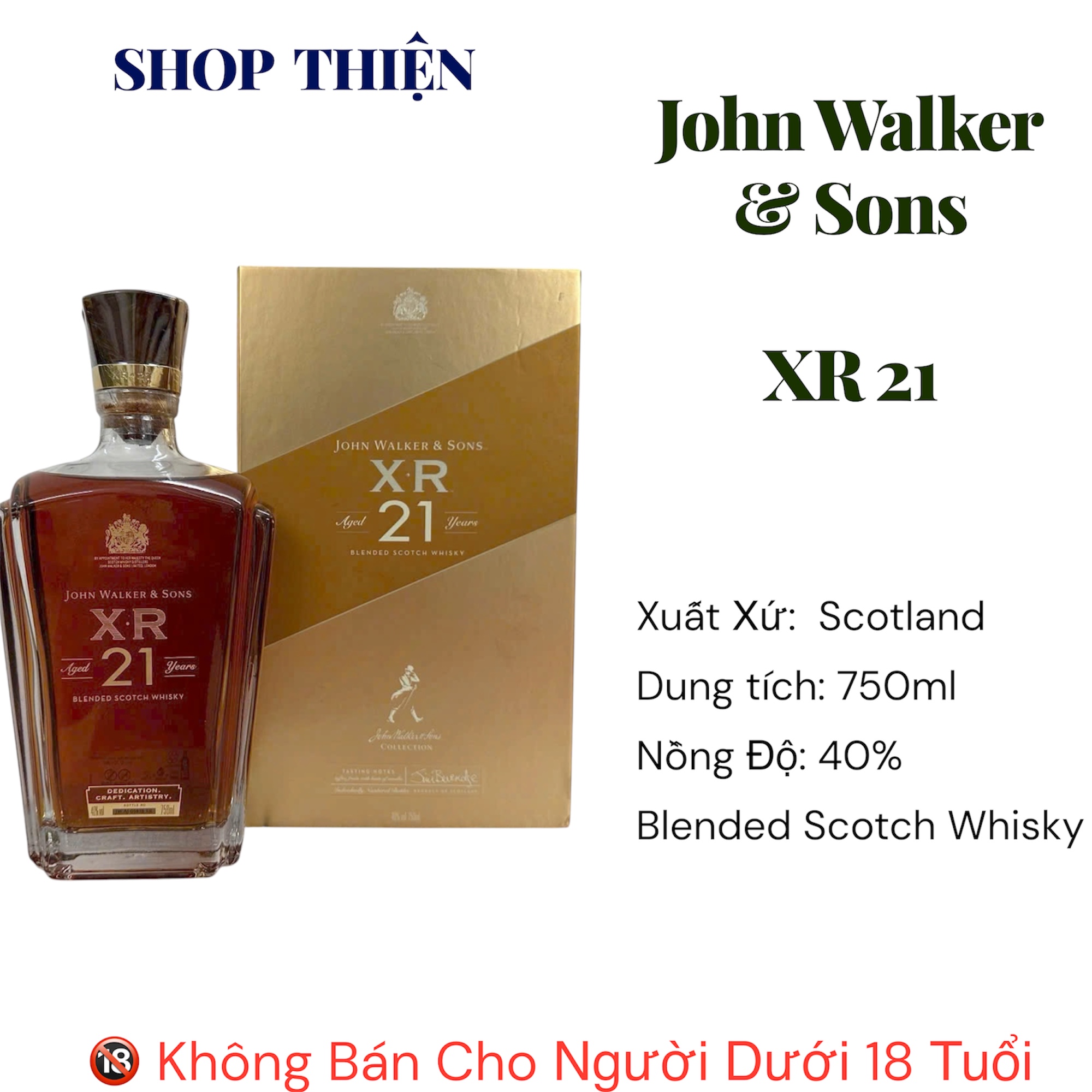 Rượu John Walker & Sons XR 21 Years 750ml 40% - Blended Scotch Whisky Scotland Bản Sưu Tầm | SHOP THIỆN