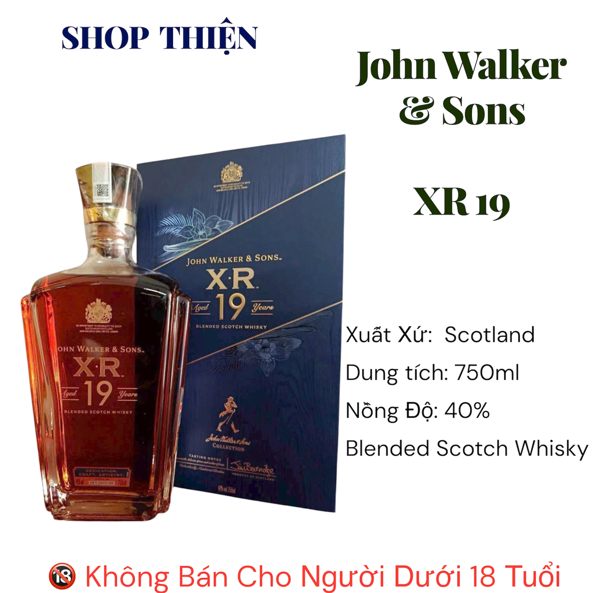 Rượu John Walker & Sons XR 19 Years 750ml 40% - Blended Scotch Whisky Scotland | SHOP THIỆN