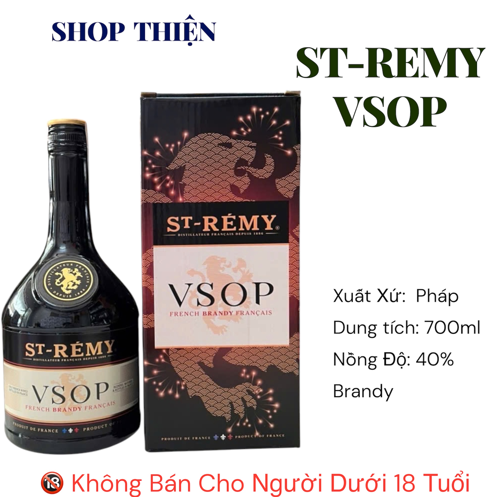 Rượu Brandy St-Remy VSOP 700ml 40% - Brandy Pháp Nhập Khẩu Chính Hãng [SHOP THIỆN]